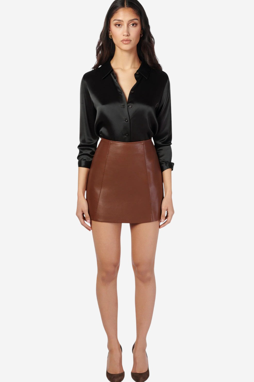 Cillian Genuine Leather Mini Skirt - Mousse