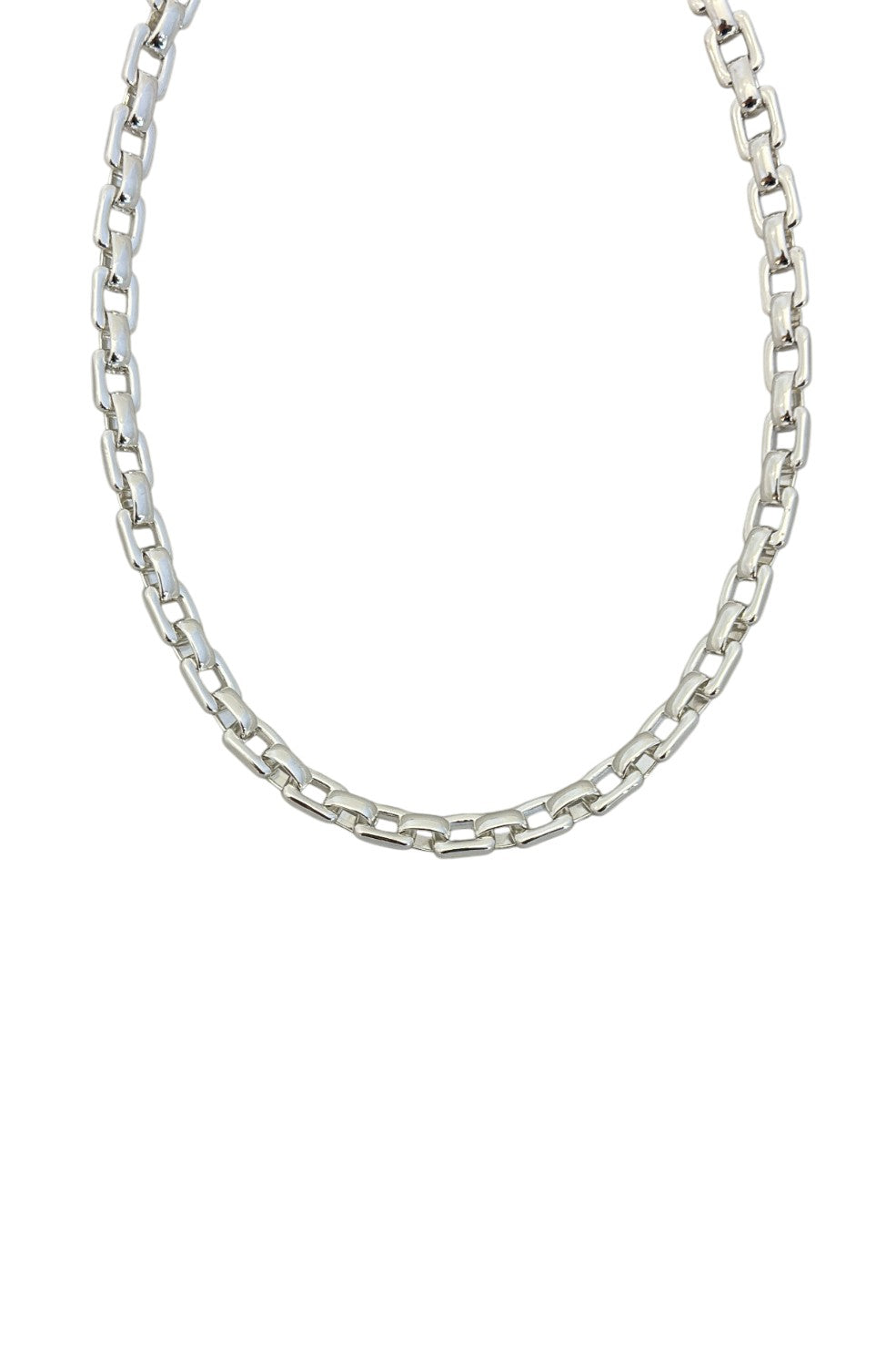 Chubby Square Link Necklace - Silver