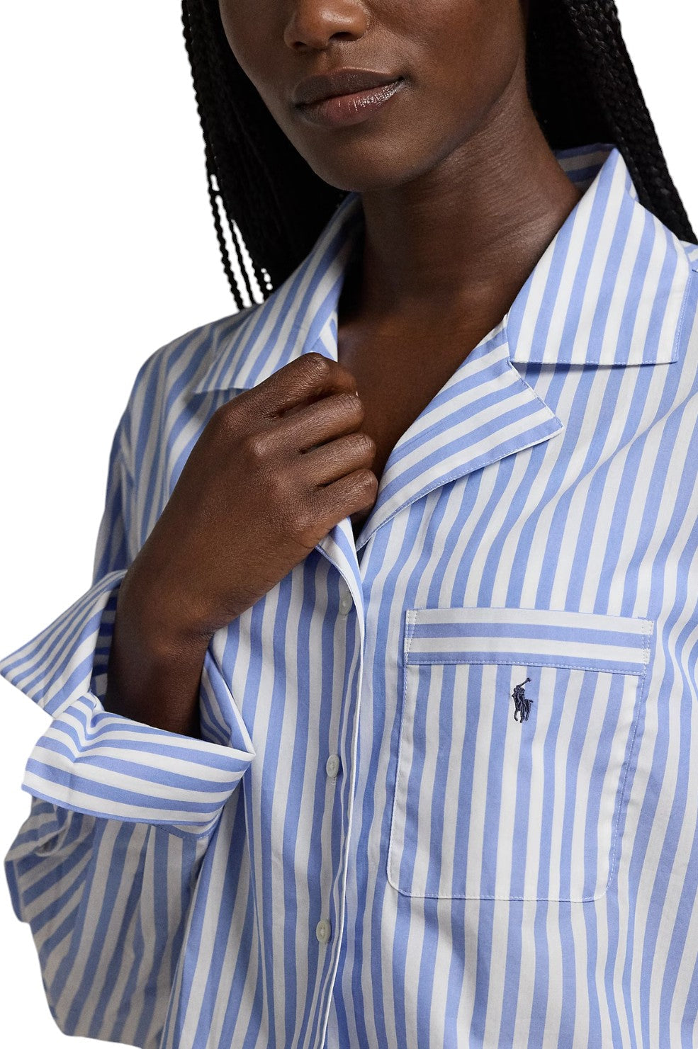 Crop Top & Boxer Poplin Pajama Set - Wide Stripes