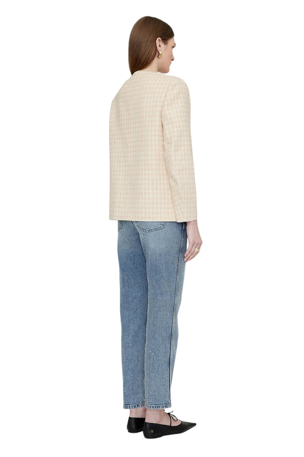 Janet Jacket - Cream And Peach Houndstooth
