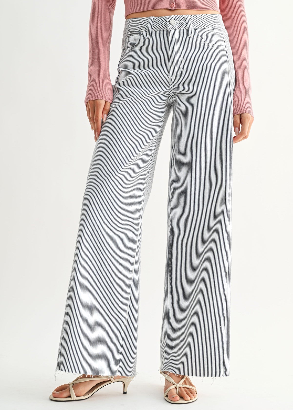 PAULA STRIPED WIDE-LEG JEANS
