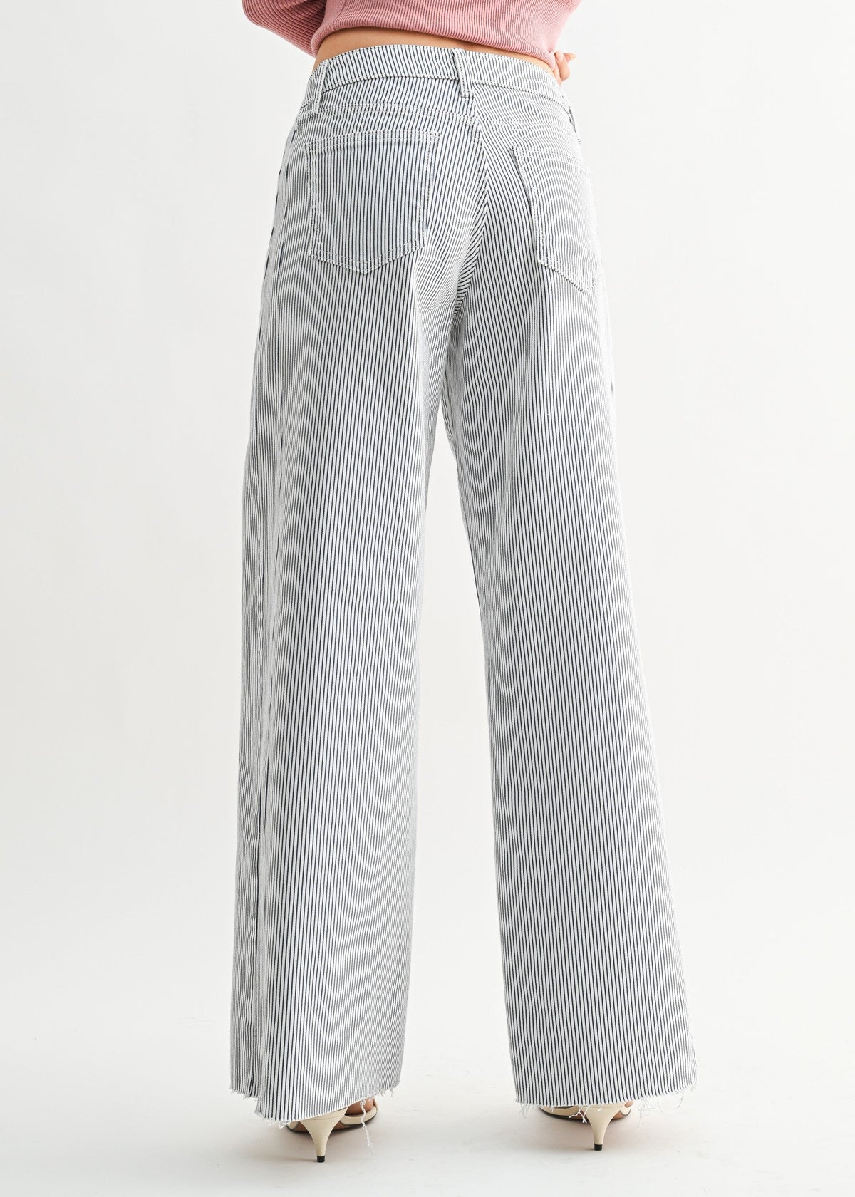 PAULA STRIPED WIDE-LEG JEANS