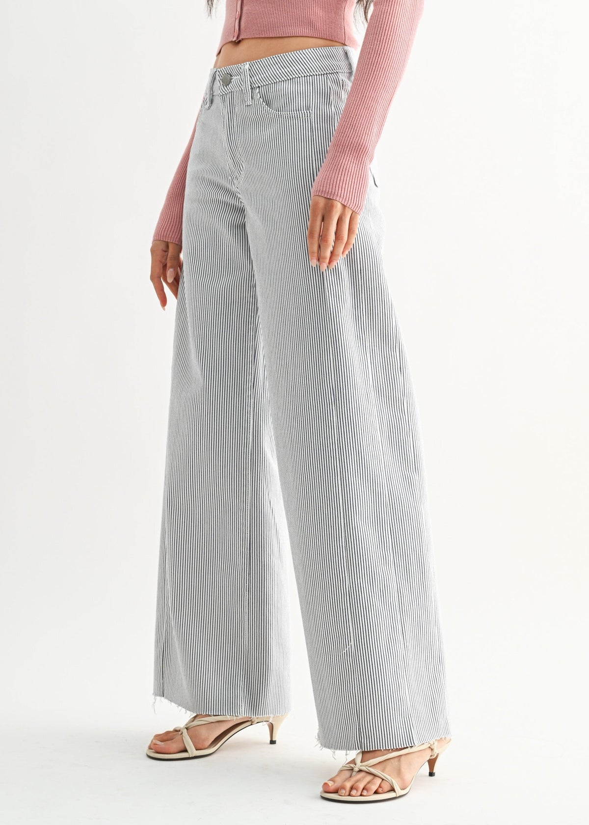 PAULA STRIPED WIDE-LEG JEANS