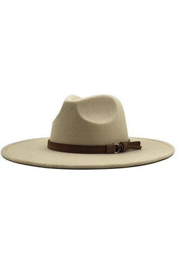 Beige Wide Brim Panama Hat