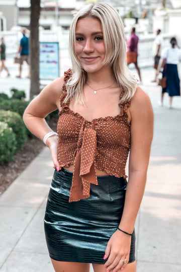 Rust Polka Dot Smocked Tank Top