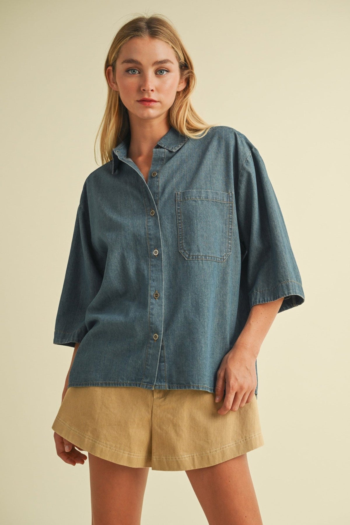LOREN DENIM SHIRT TOP