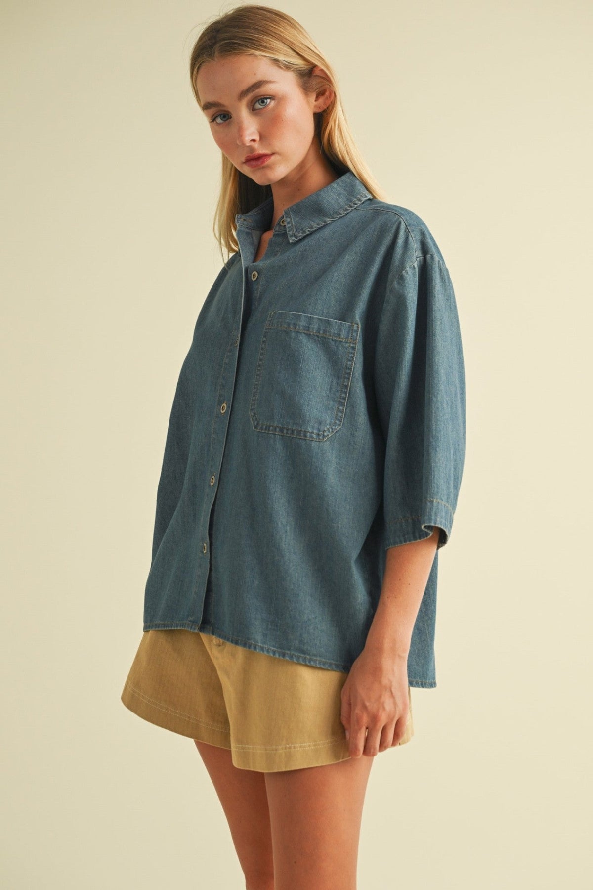 LOREN DENIM SHIRT TOP