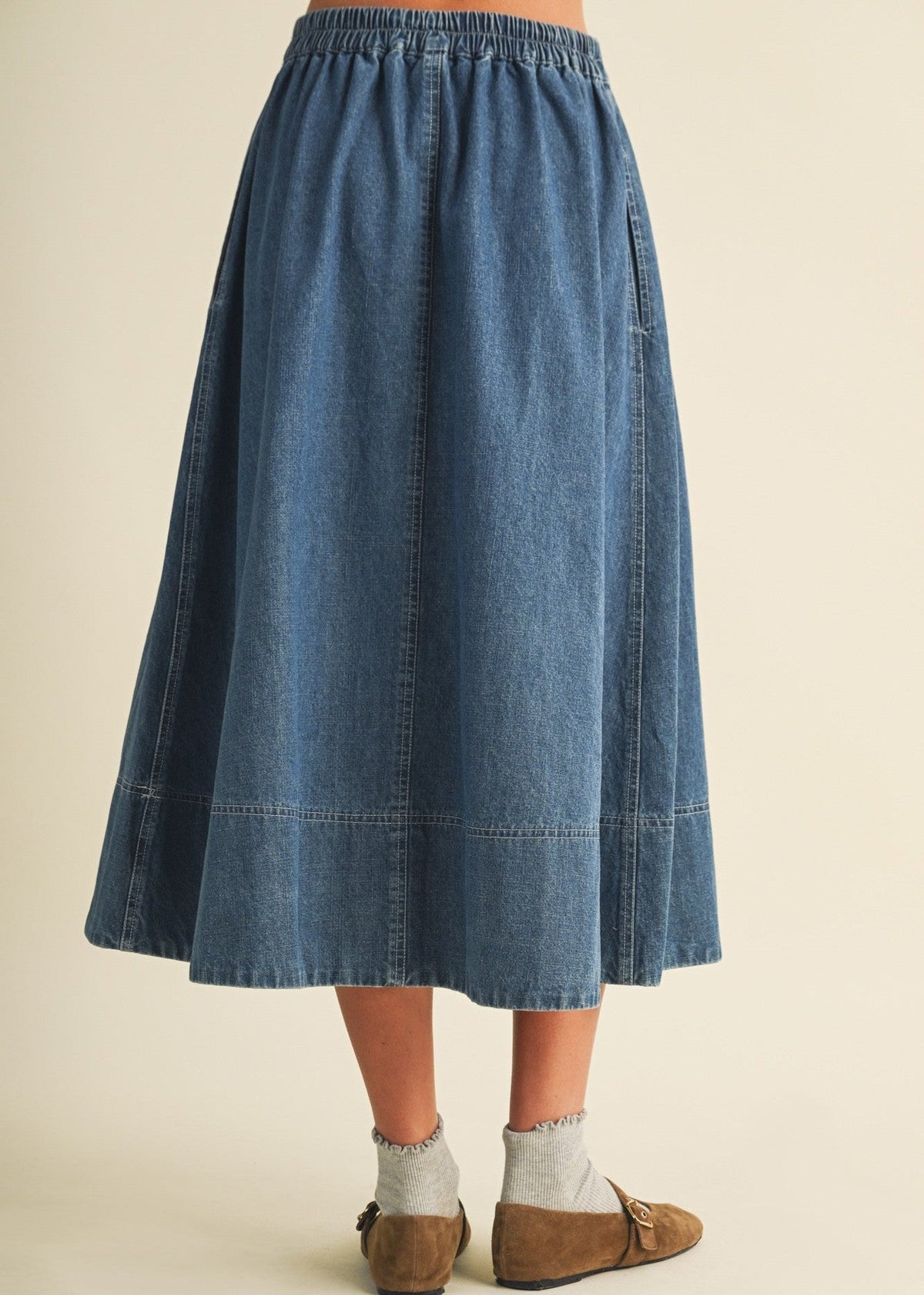 JESSICA PLEATED DENIM SKIRT