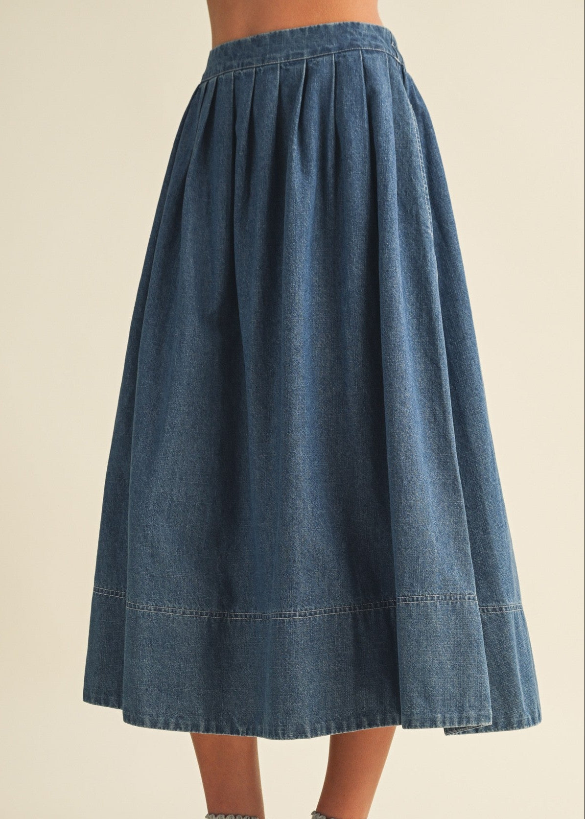JESSICA PLEATED DENIM SKIRT