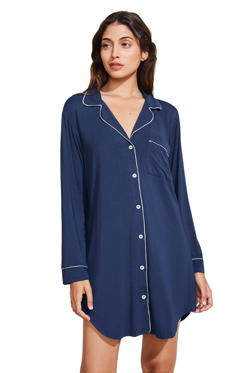 Gisele Sleepshirt - Navy/Ivory