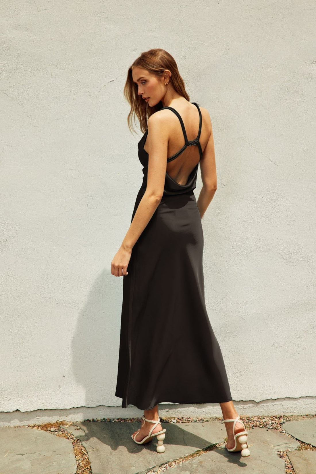 SOREIA CORD STRAP SATIN MAXI DRESS