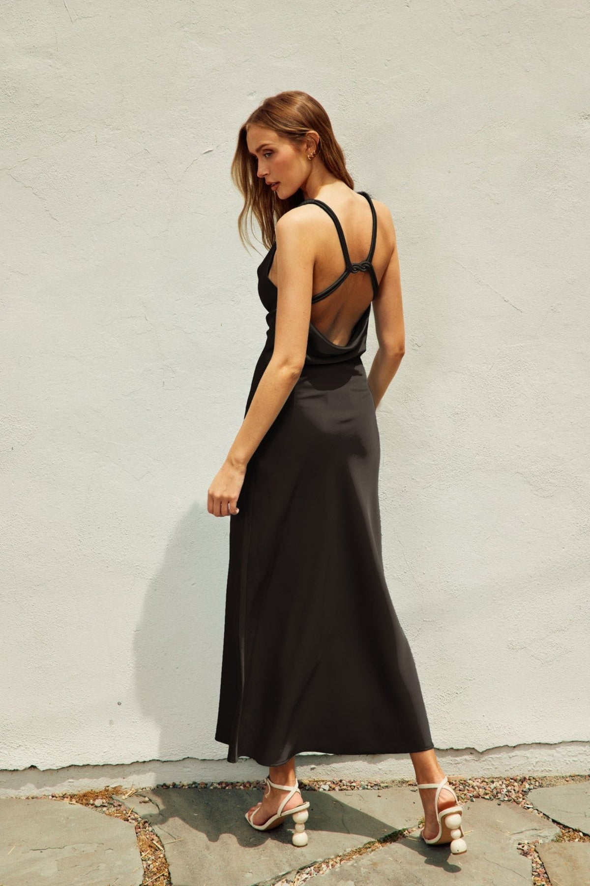 SOREIA CORD STRAP SATIN MAXI DRESS