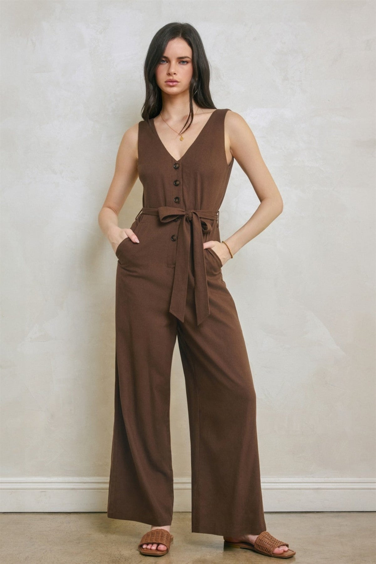 SARA BROWN SLEEVELESS JUMPSUIT