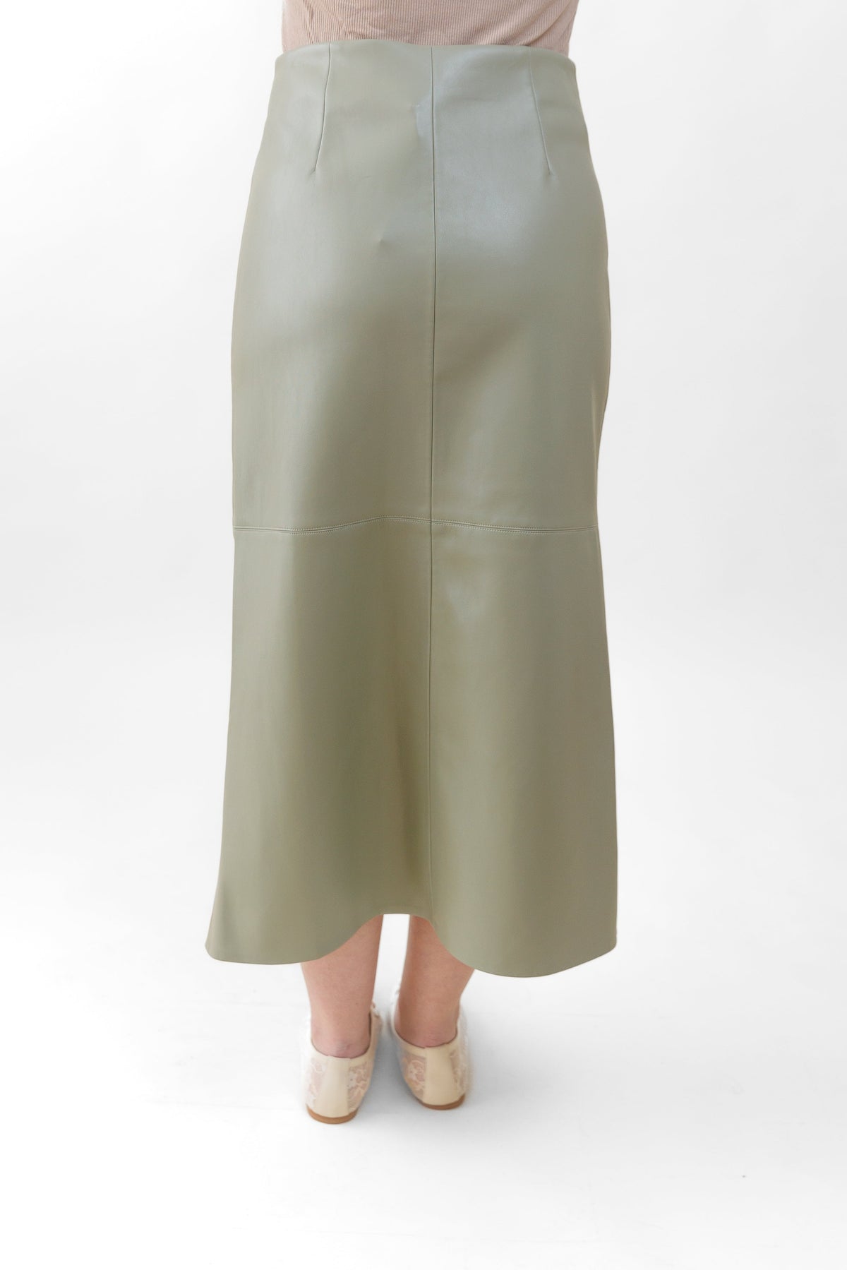 SADIE FAUX LEATHER MIDI SKIRT