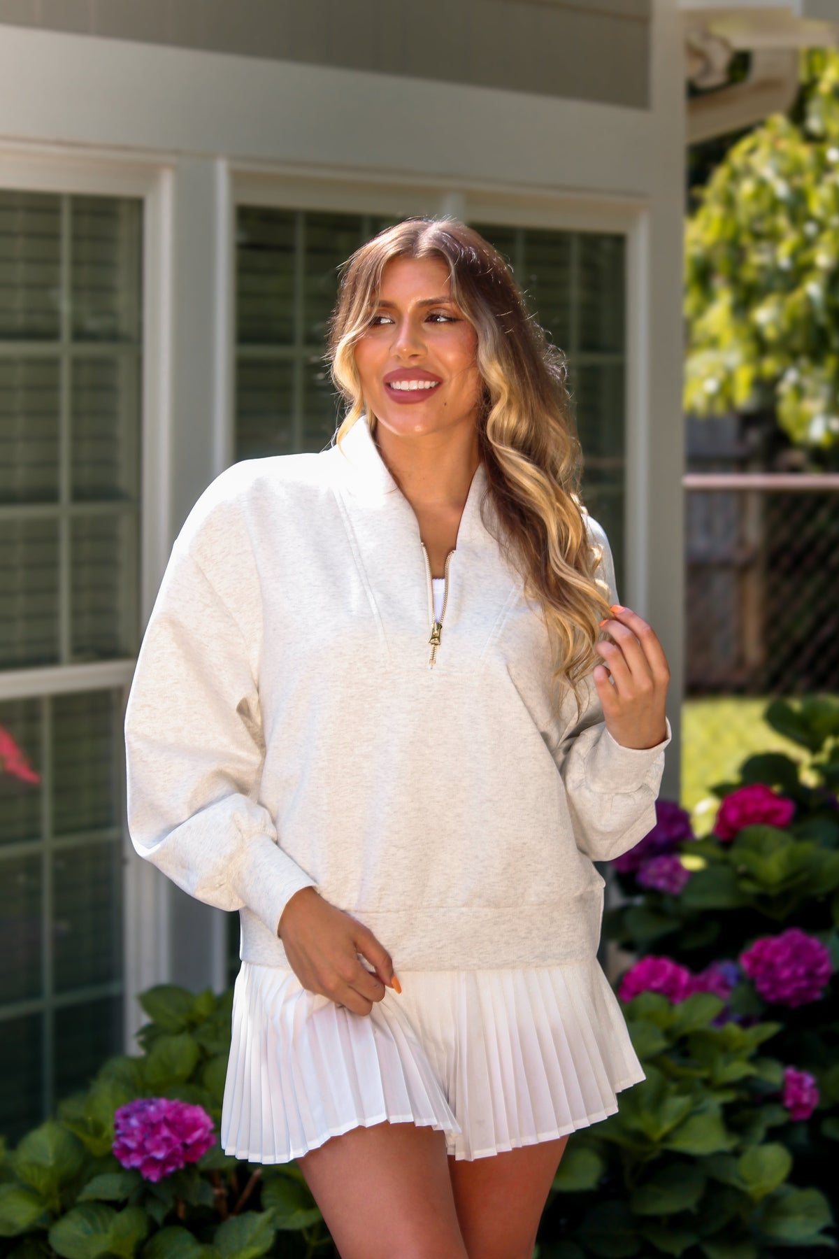 Heather Gray Half Zip Scuba Sweatshirt