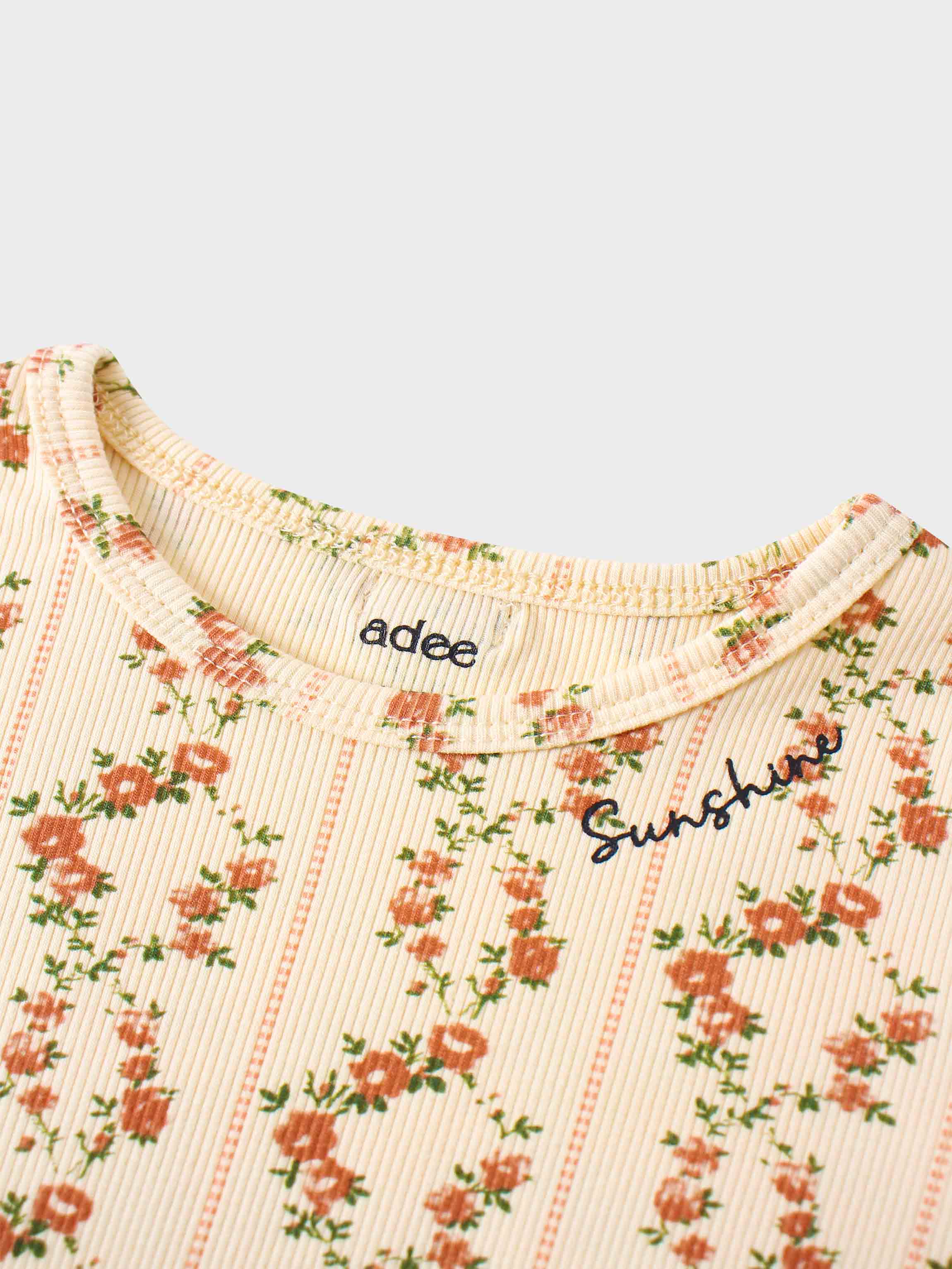 Floral Cascade 3/4 Sleeve Shirt & Skirt