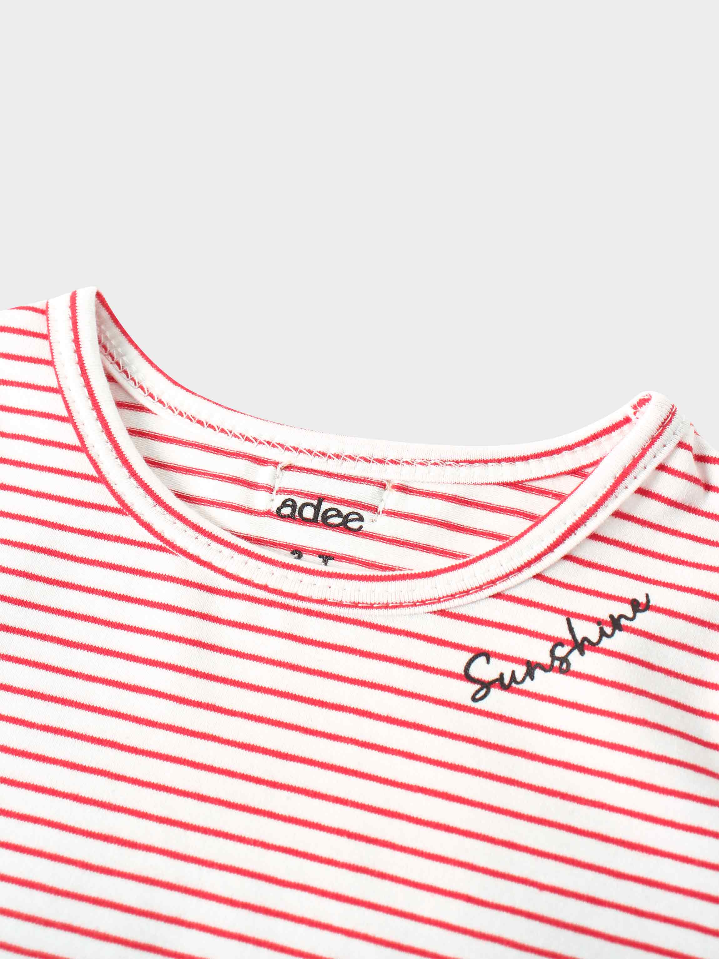 Pink & White Striped Short  Sleeve T-Shirt