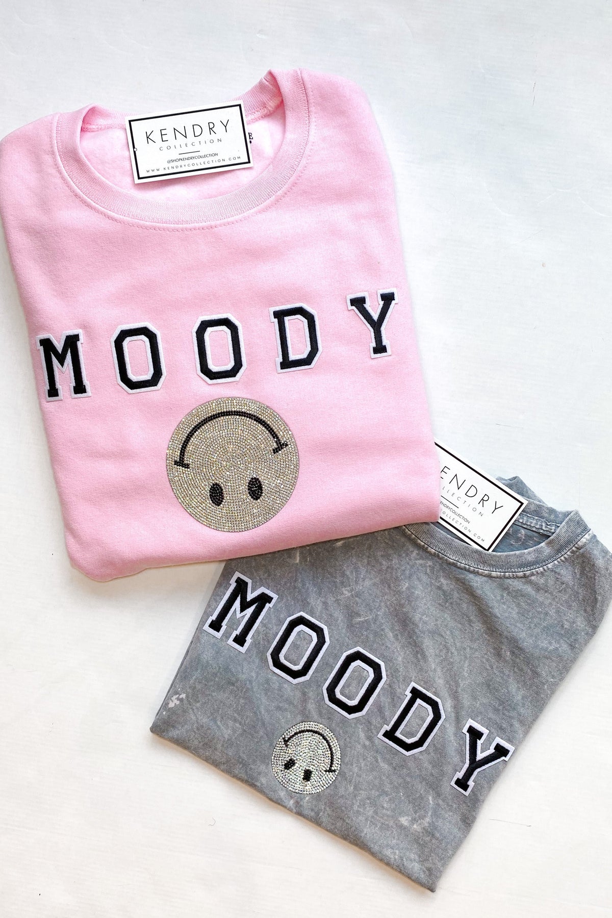 Moody Rhinestone Smiley Face Graphic Tee