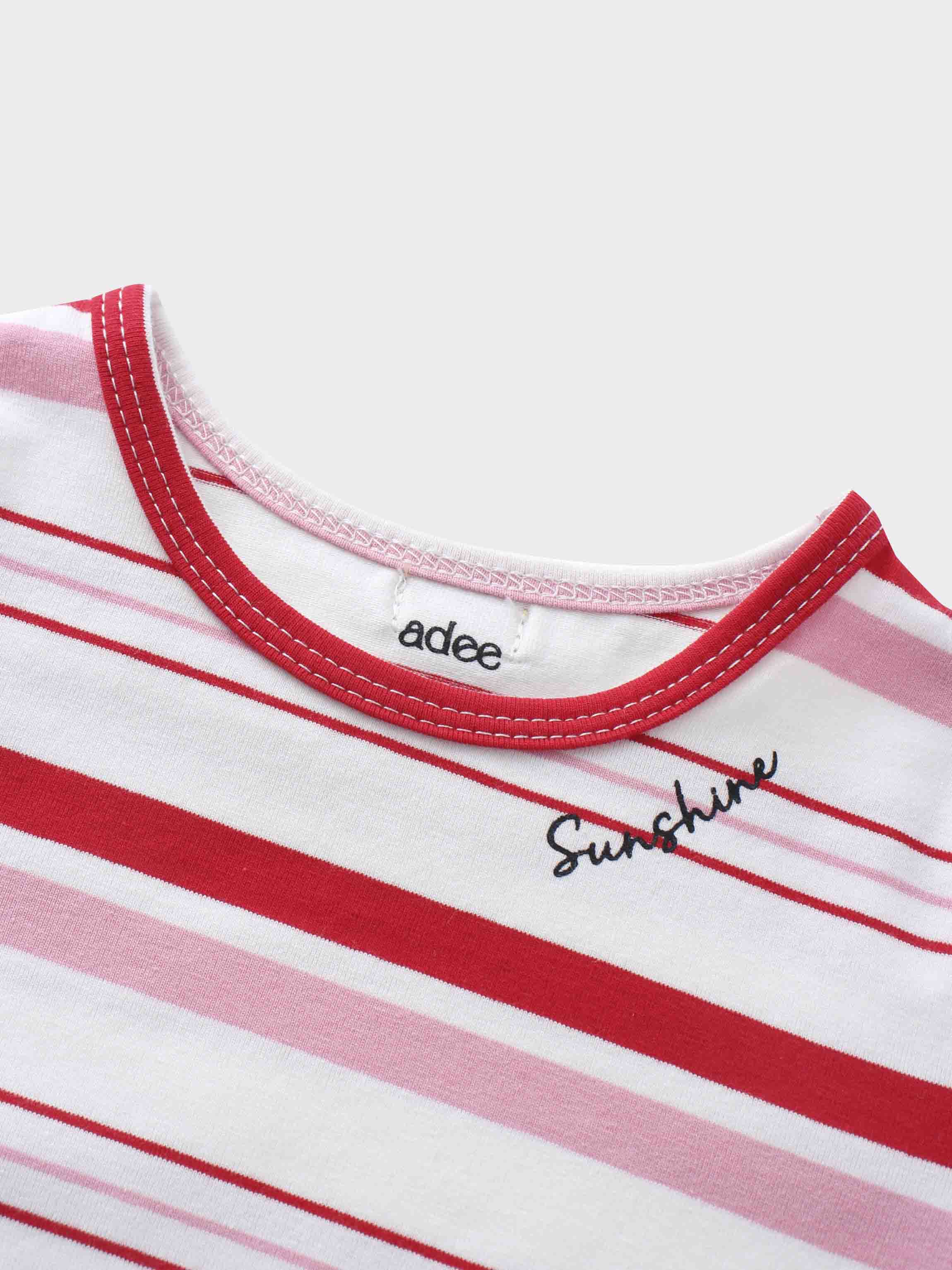 Pink & Red Striped Short Sleeve T-Shirt
