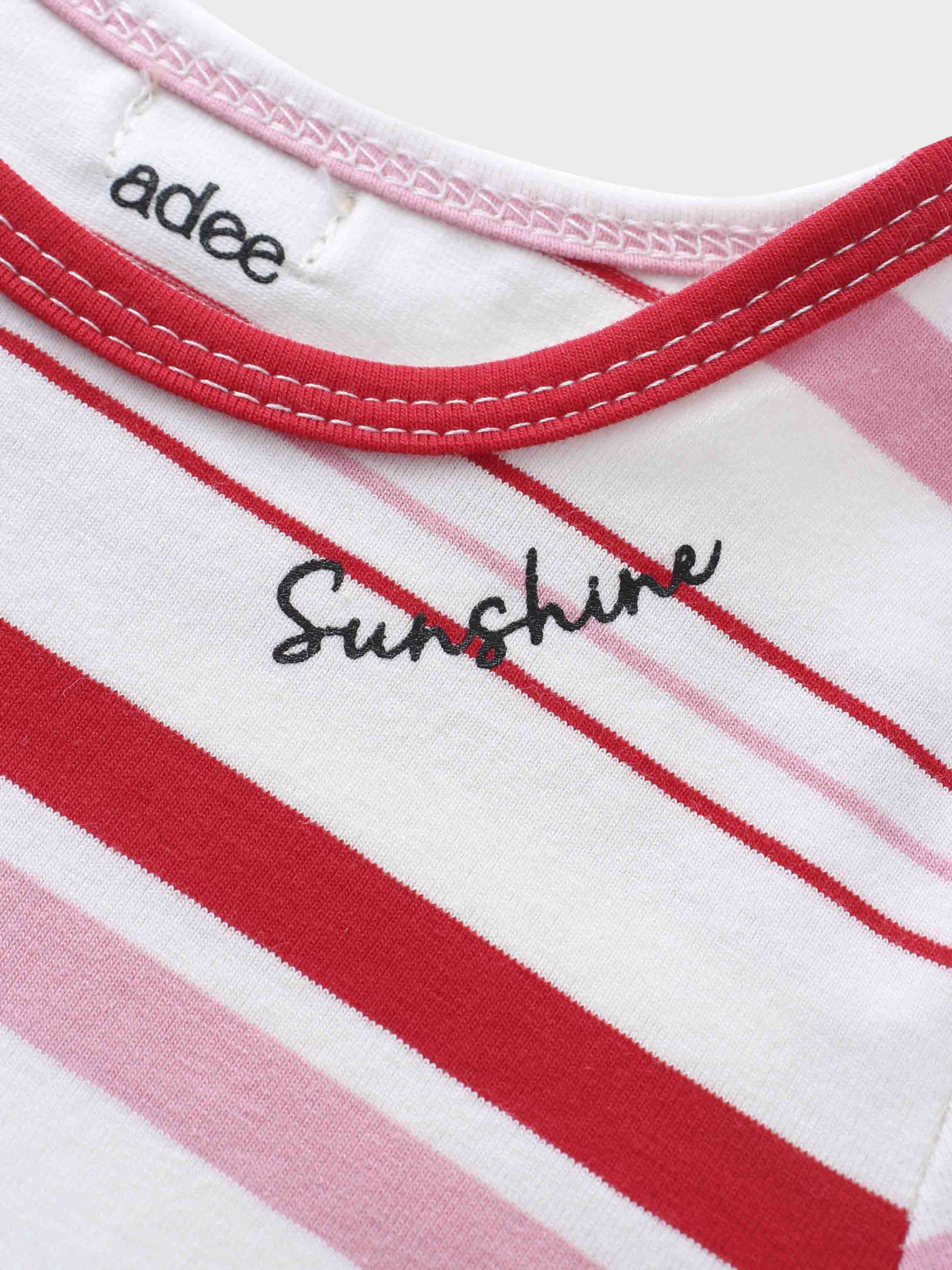 Pink & Red Striped Short Sleeve T-Shirt