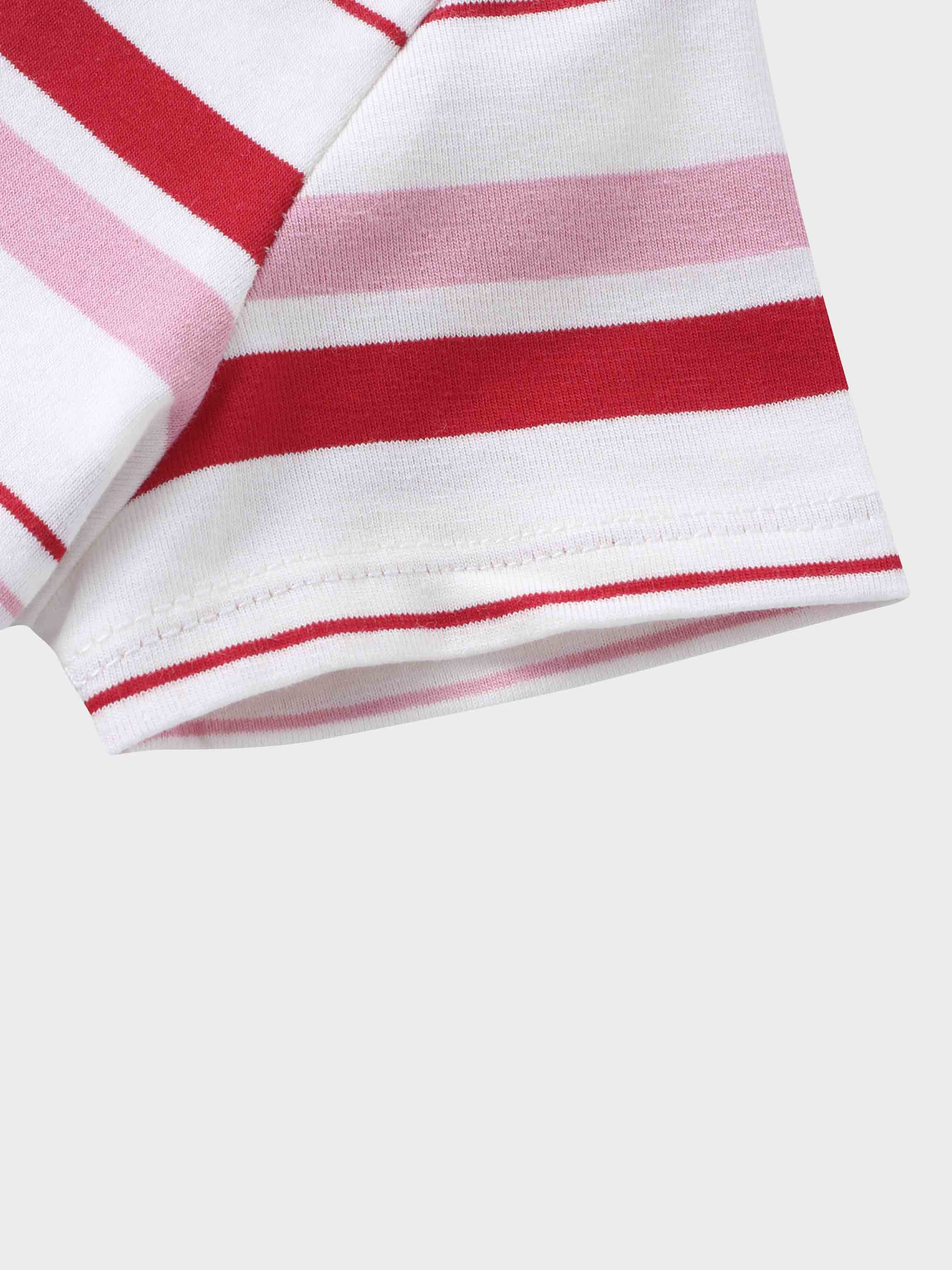 Pink & Red Striped Short Sleeve T-Shirt