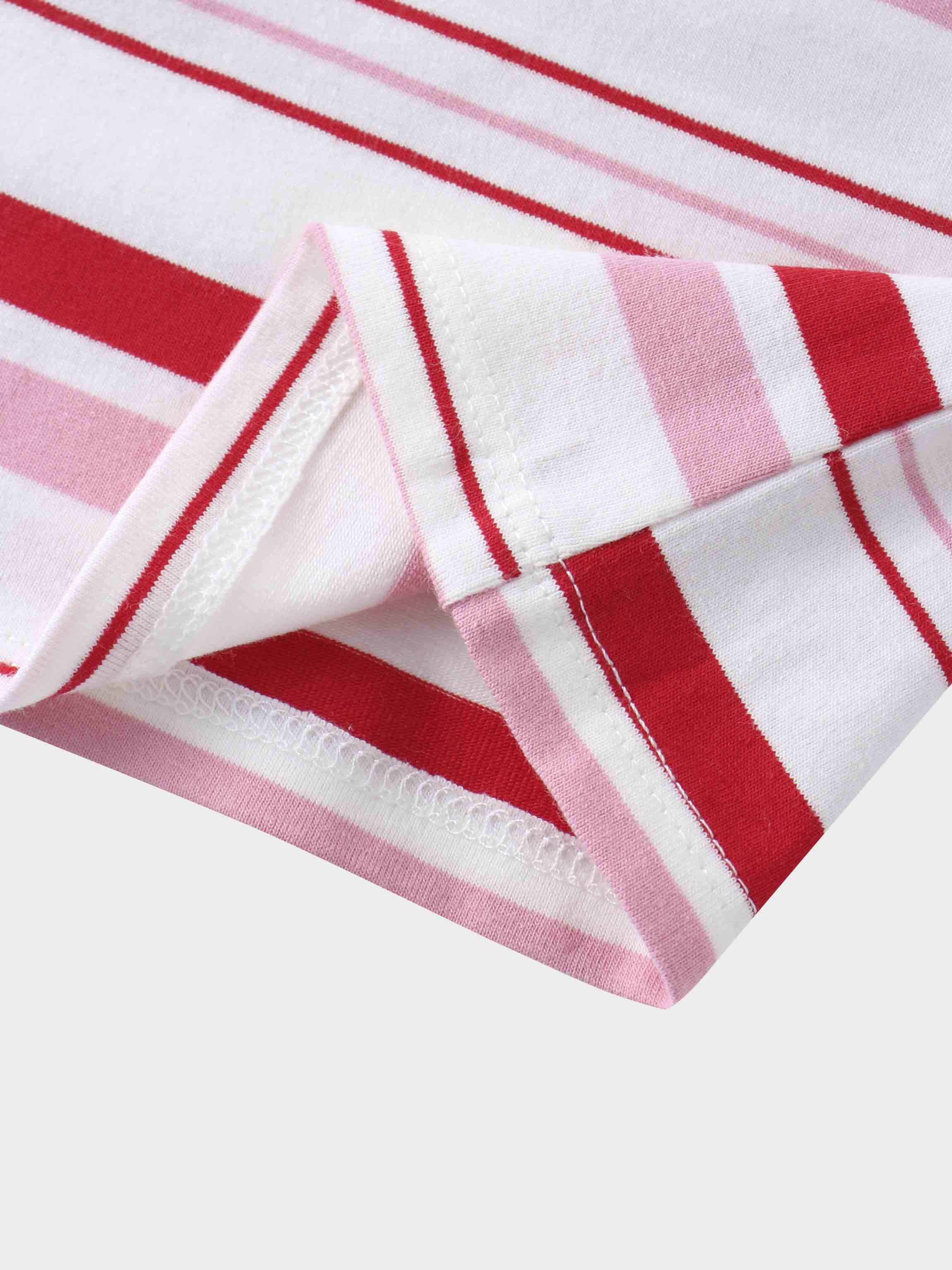 Pink & Red Striped Short Sleeve T-Shirt