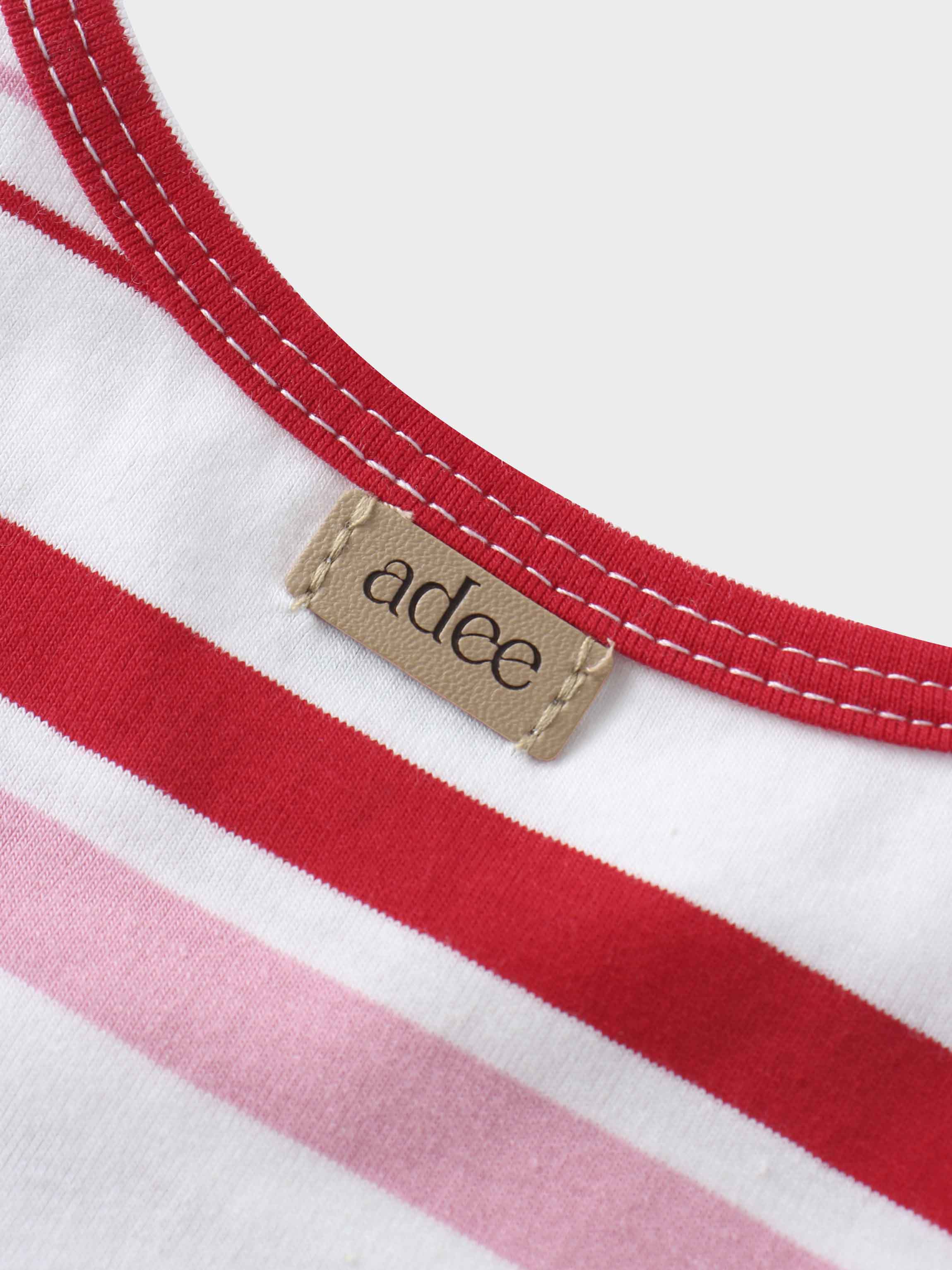 Pink & Red Striped Short Sleeve T-Shirt