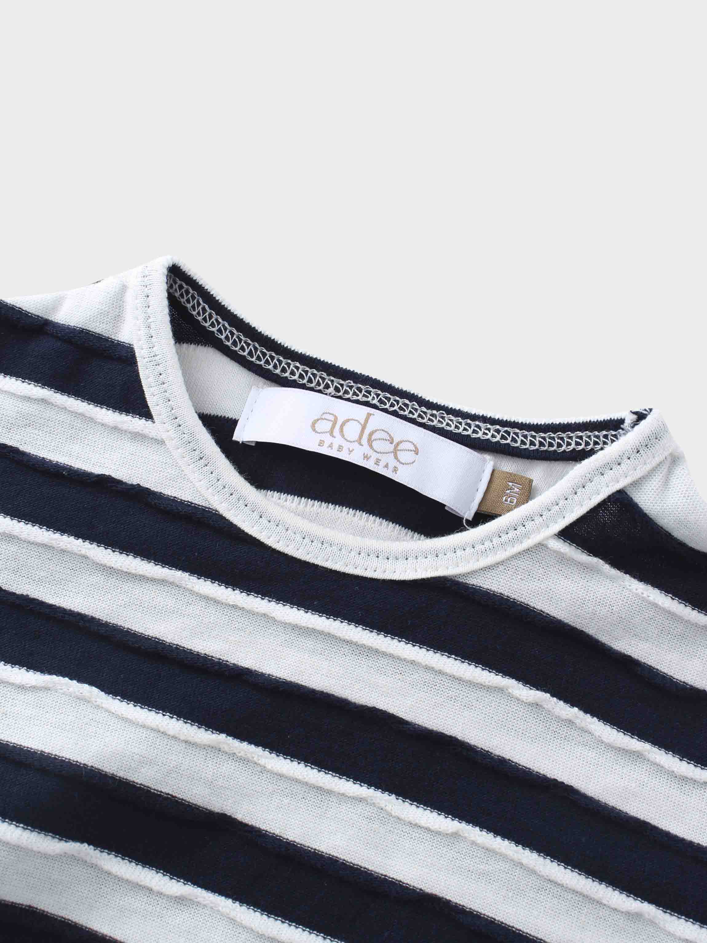 Striped Textured Short Set- Blue