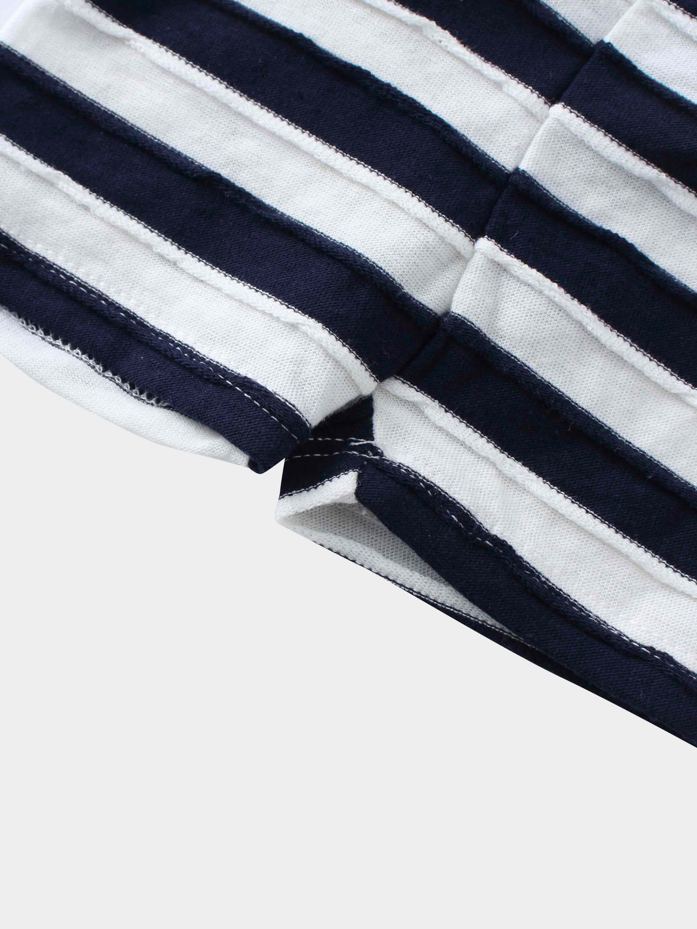 Striped Textured Short Set- Blue