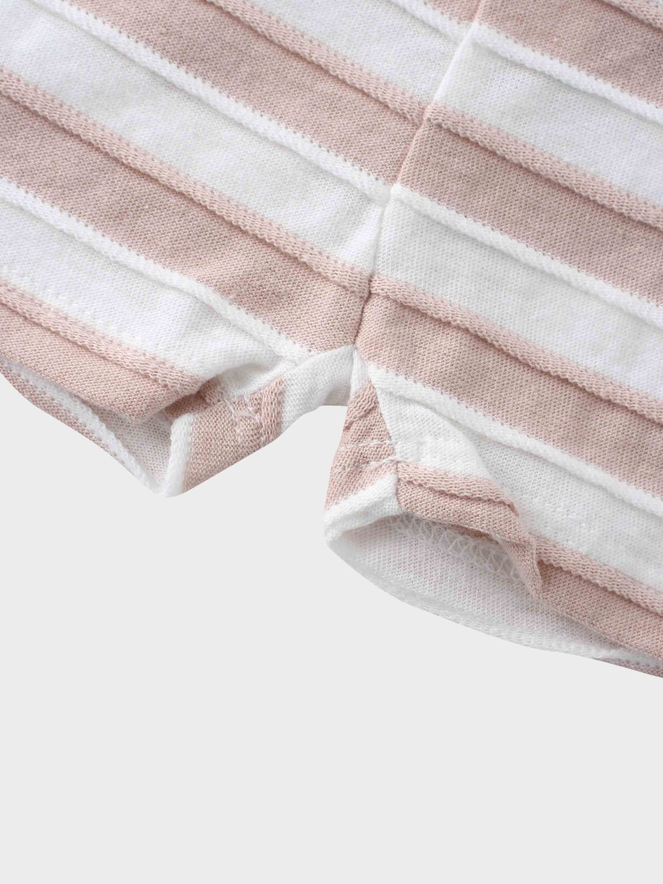 Striped Textured Short Set- Pink