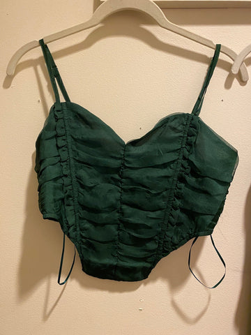Green Corset Crop Top