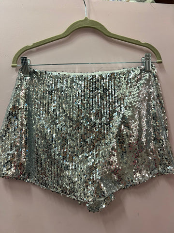 Silver Surplice Sequin Mini Skort
