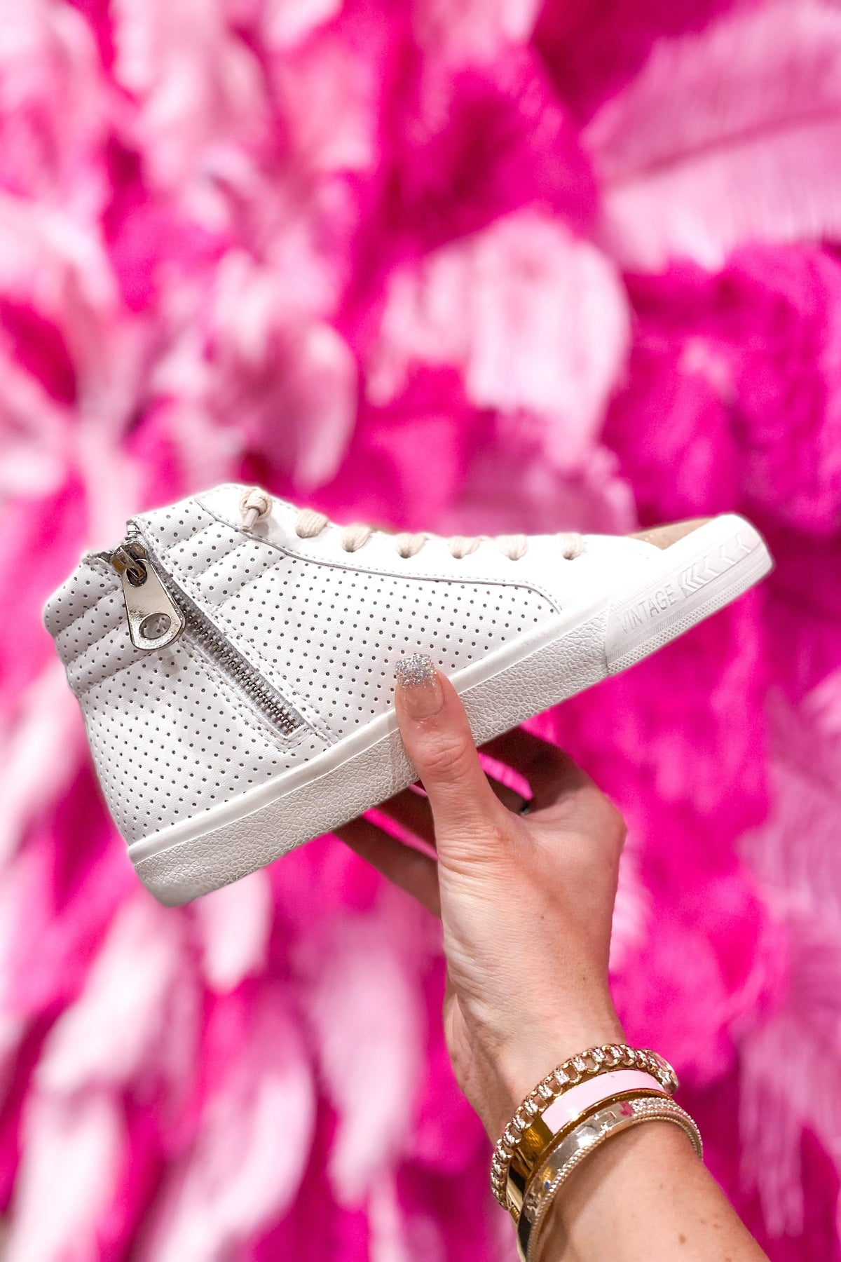 Excel VH Ivory Rhinestone High Top Sneaker