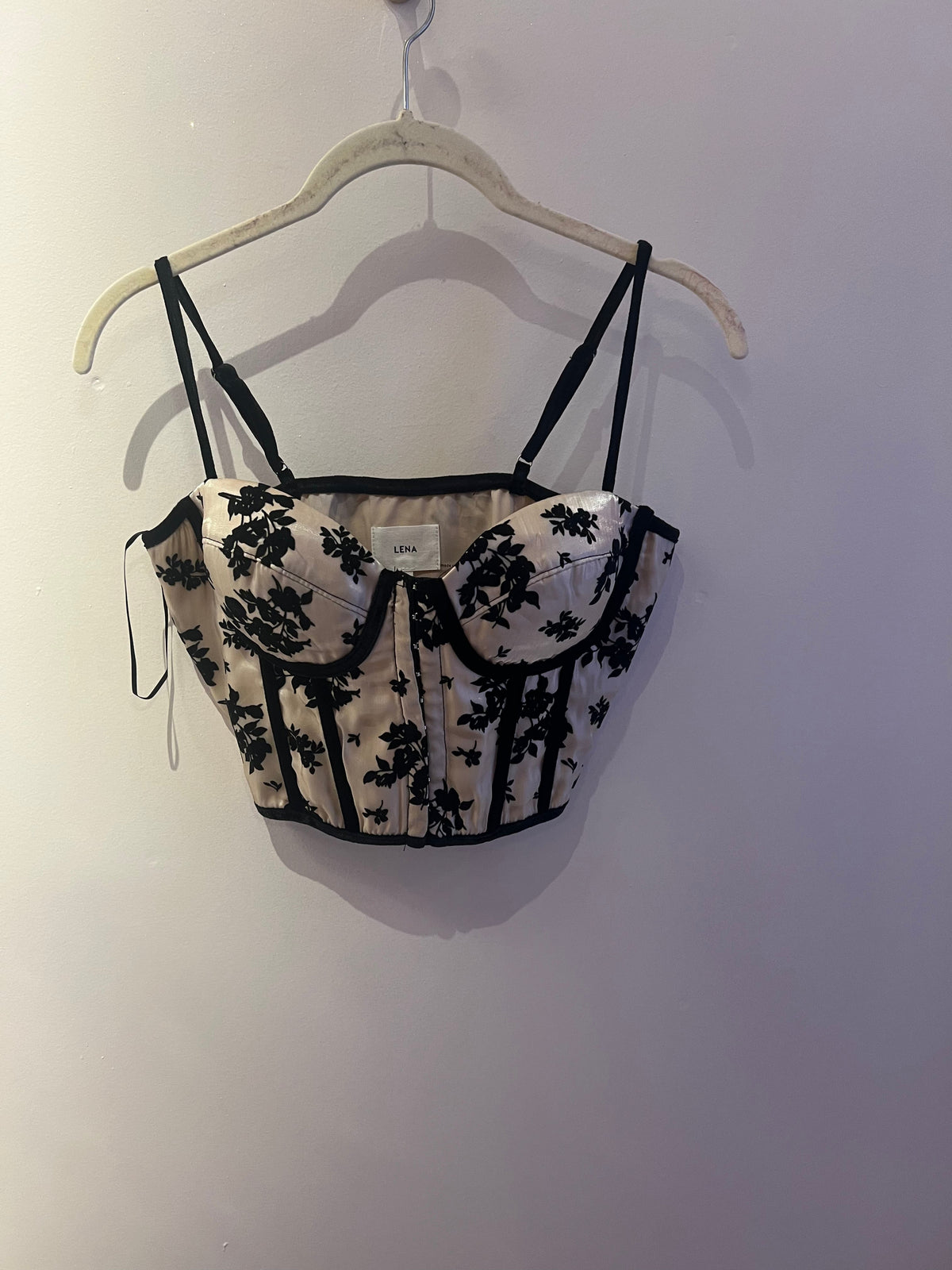 Black Floral Detail Corset Top