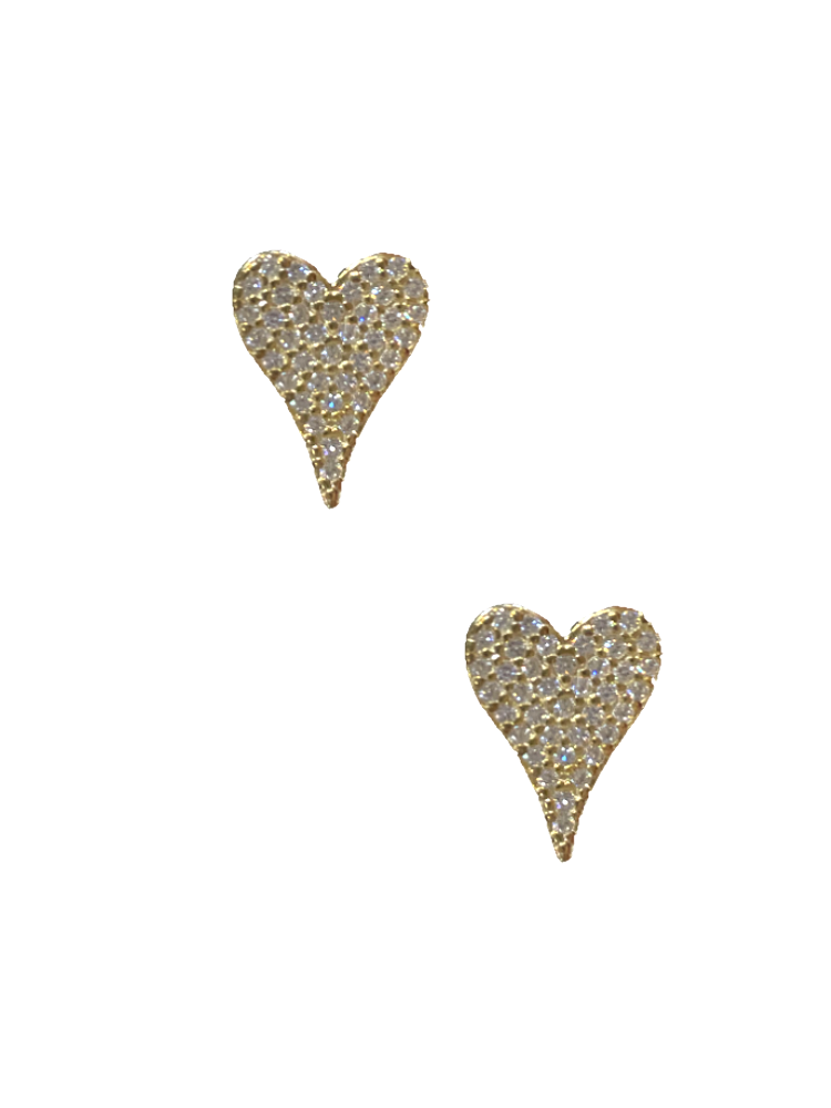 Large Pave Heart Studs