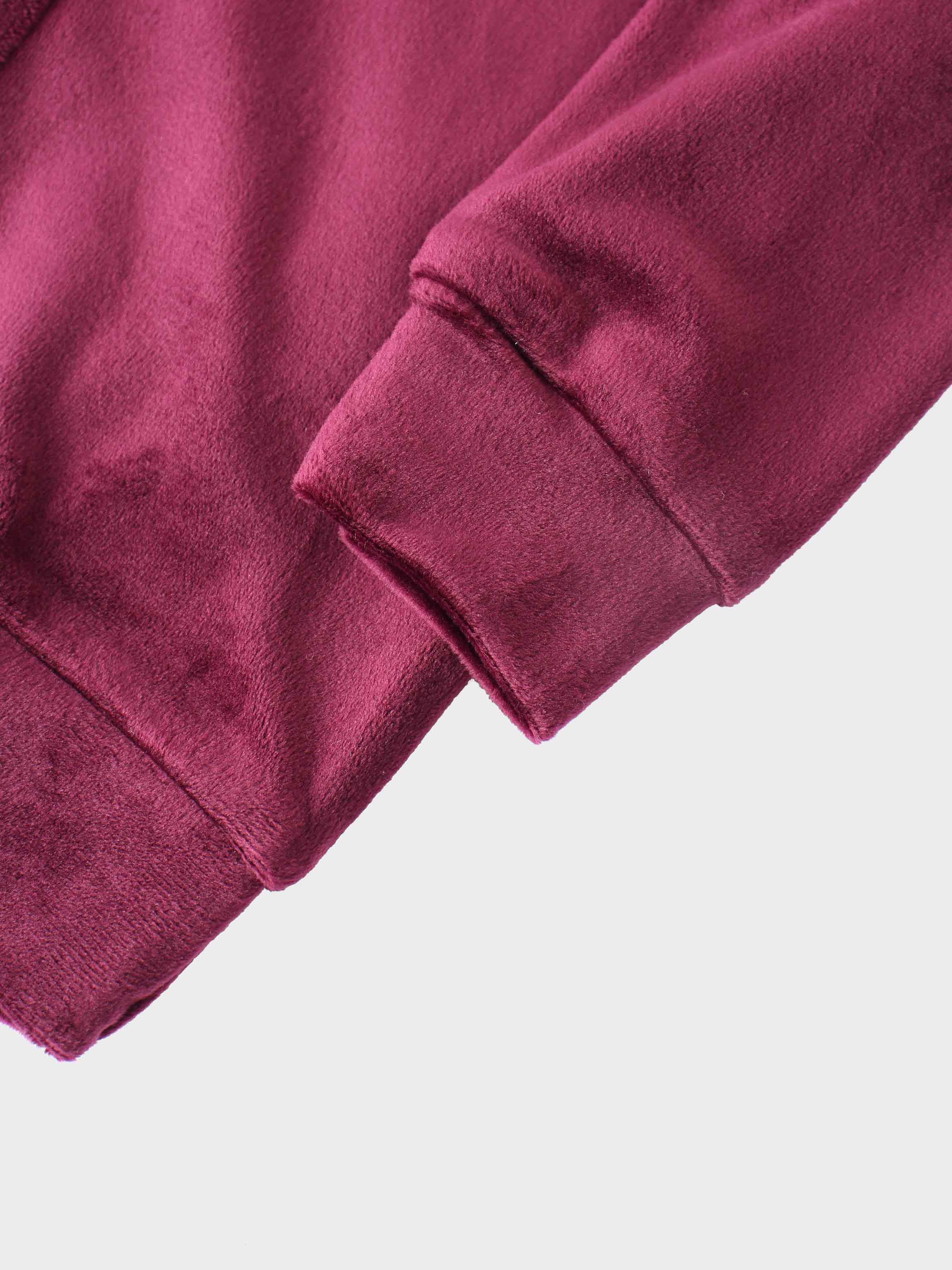 Velour Bomber Set -  Burgundy