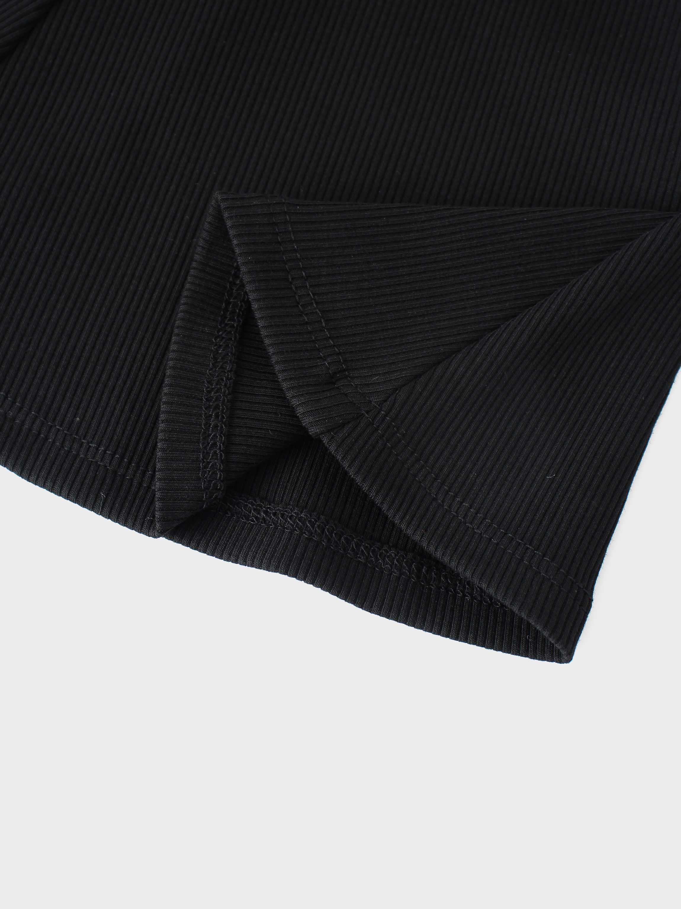 6 Panel Skirt - Black Ribbed