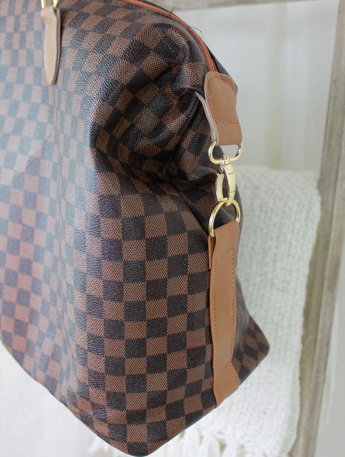 Checkered Pattern Weekend Duffle Bag - Two Colors