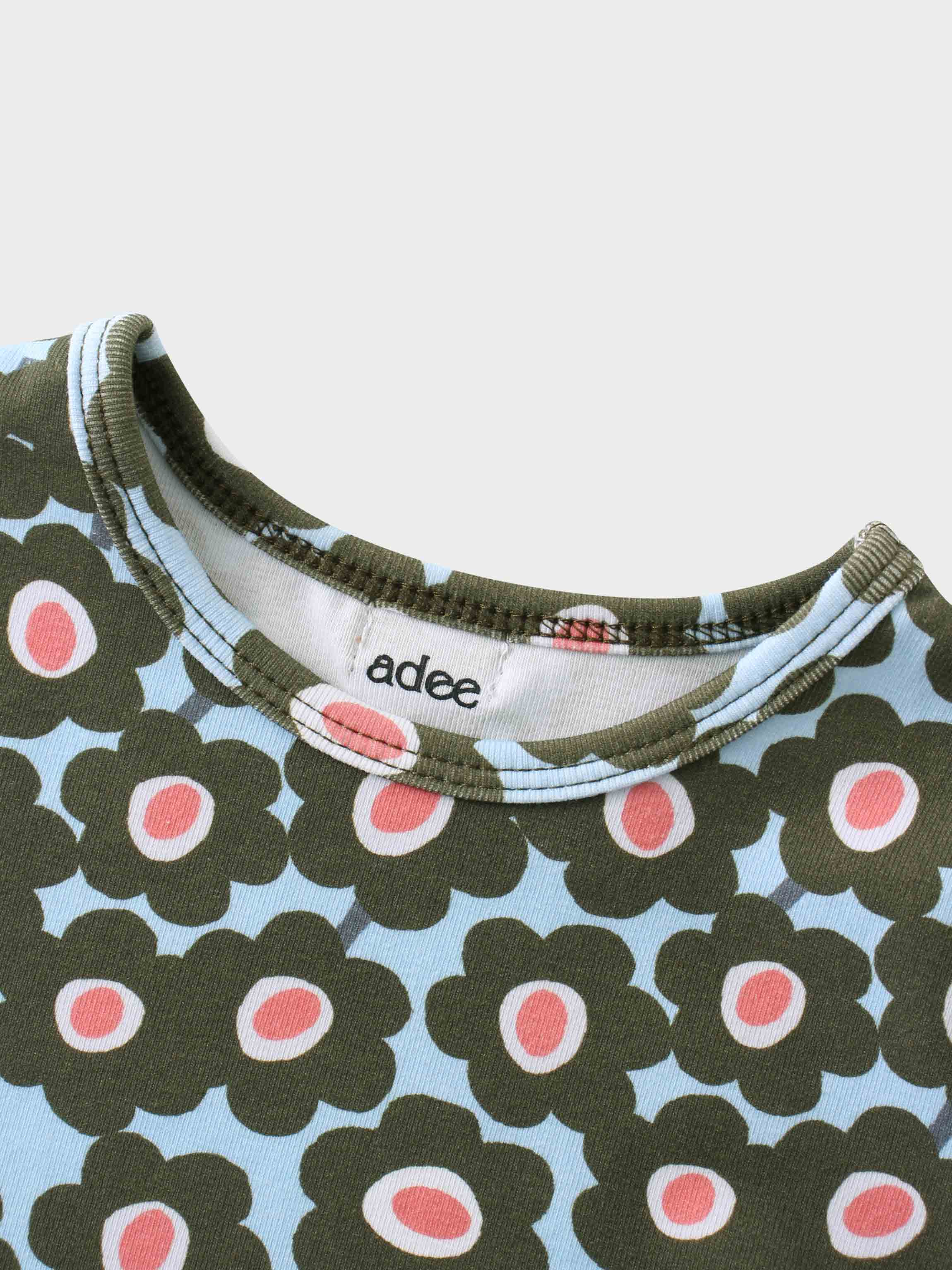Green Flower Print Fitted Short Sleeve Shirt