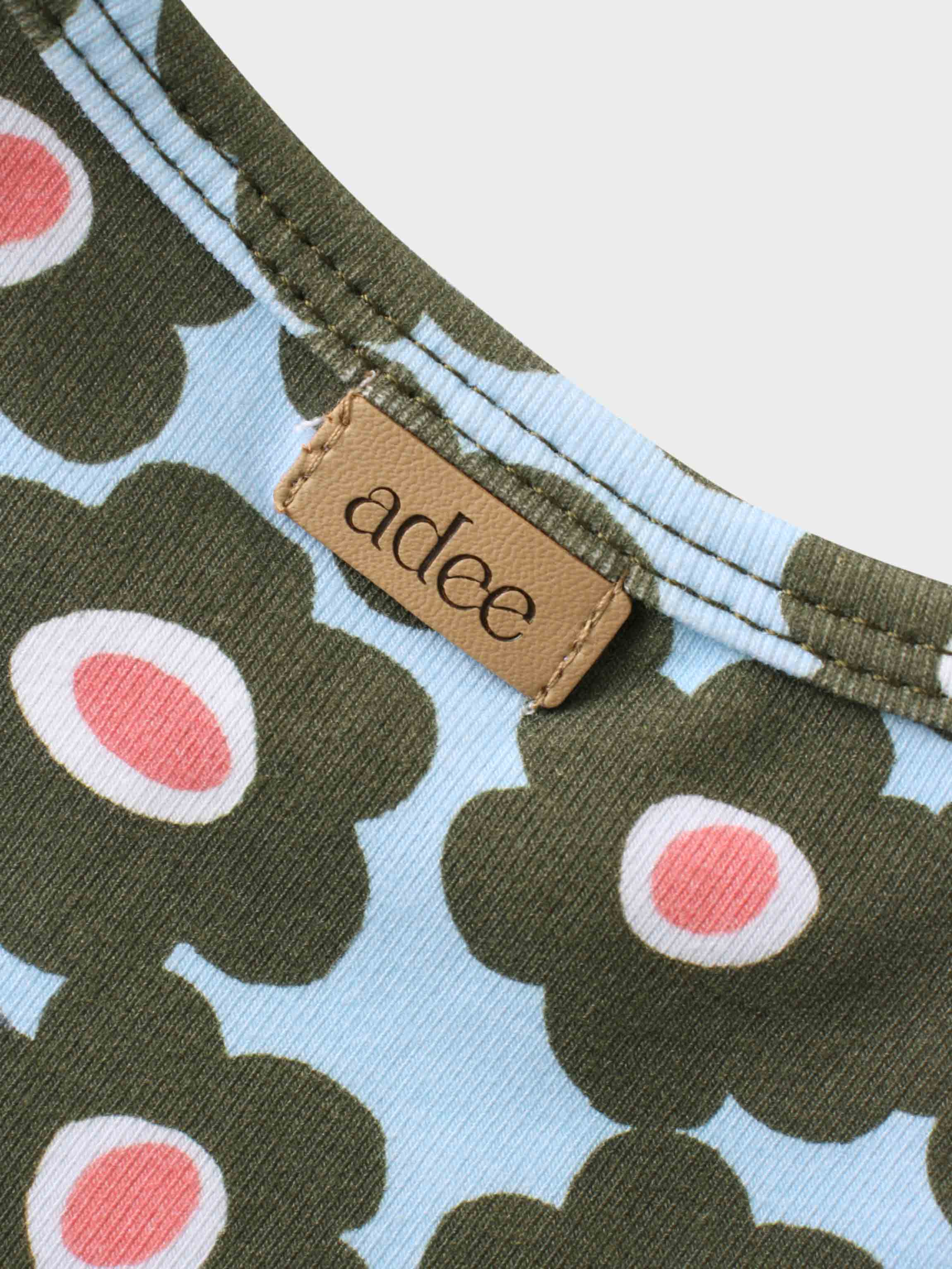 Green Flower Print Fitted Short Sleeve Shirt