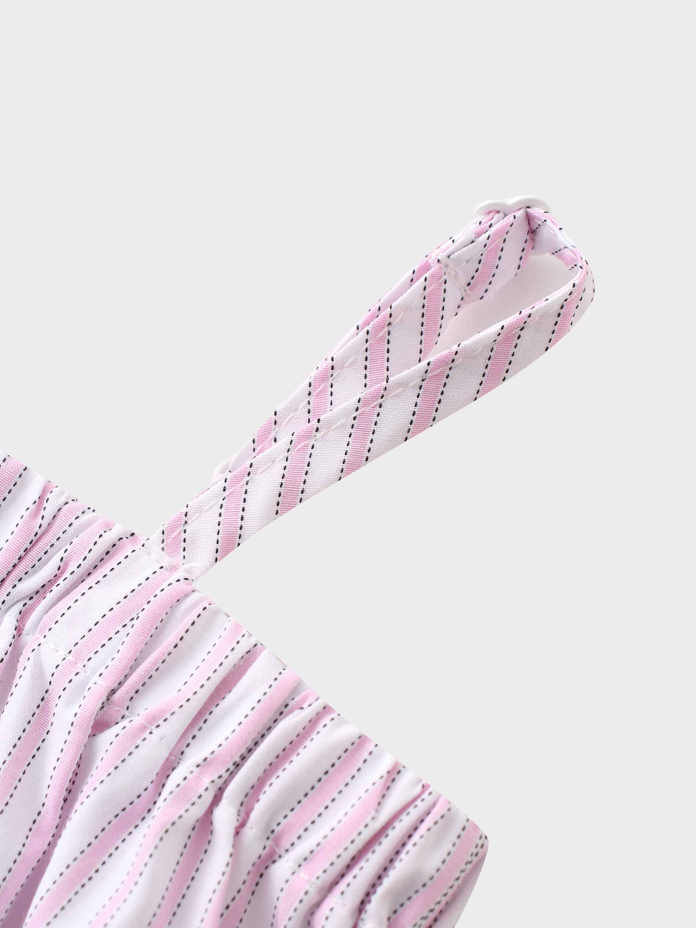 Striped Cotton Romper-Pink