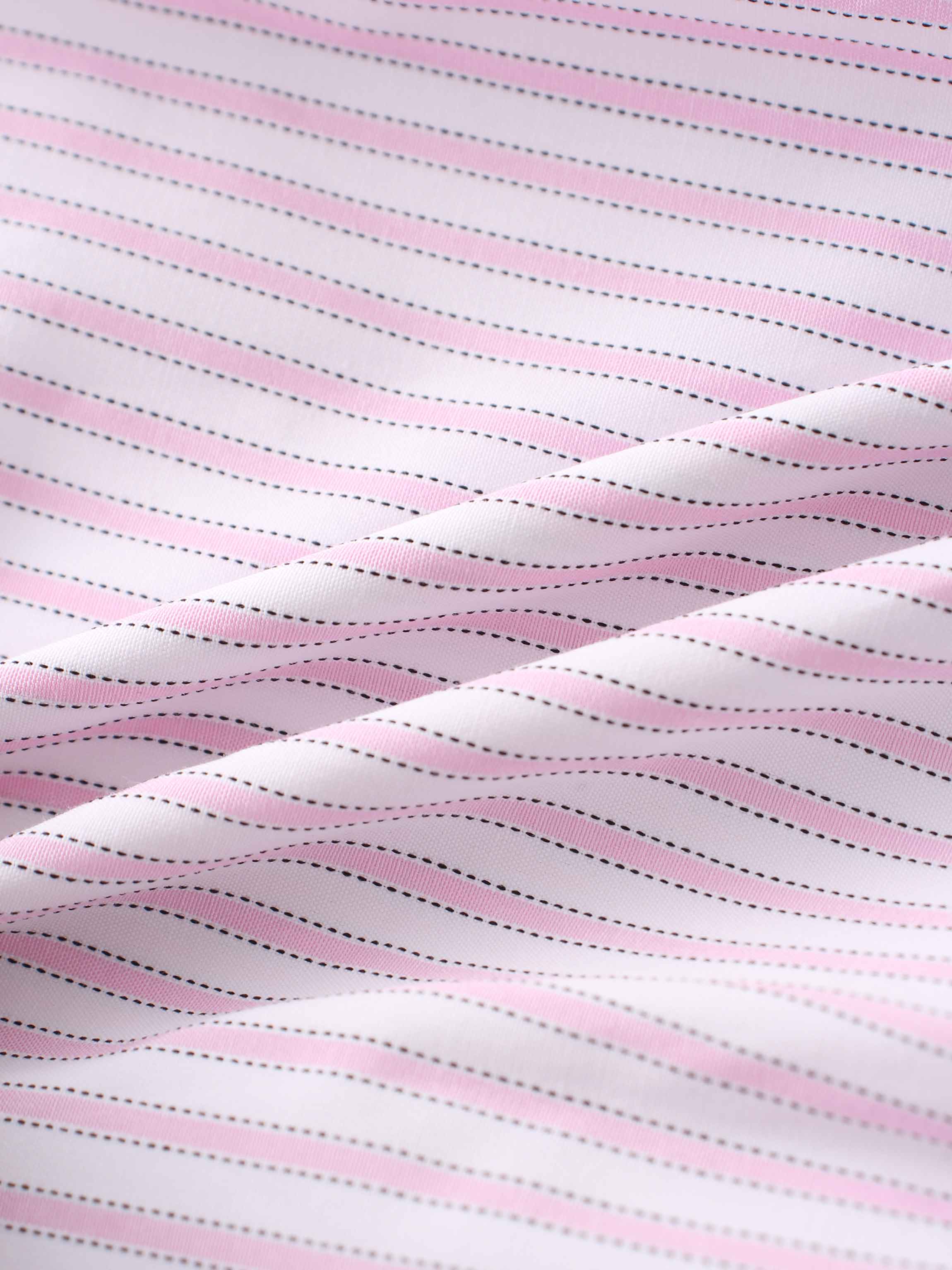 Striped Cotton Romper-Pink