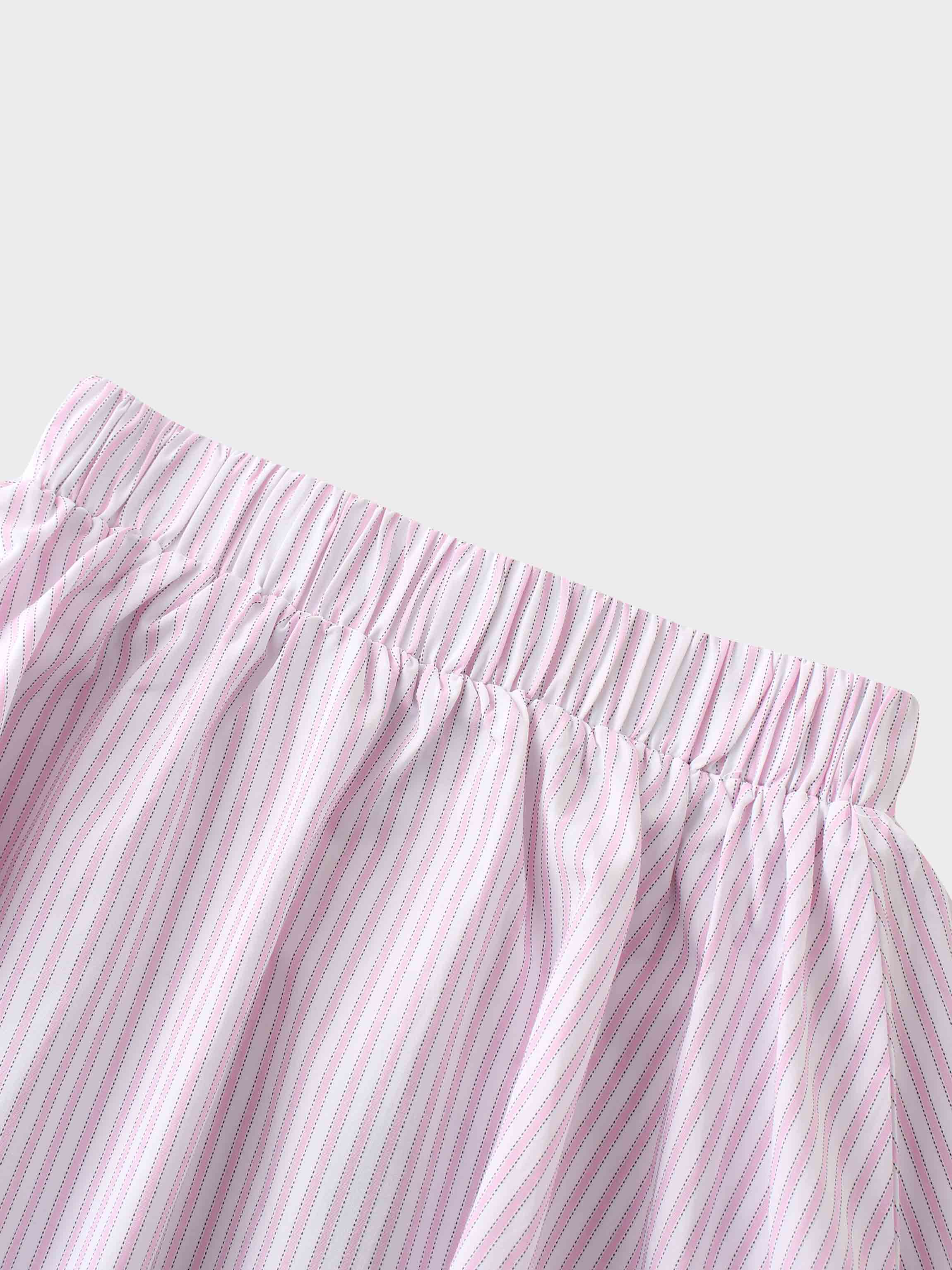 Striped Cotton Skirt-Pink