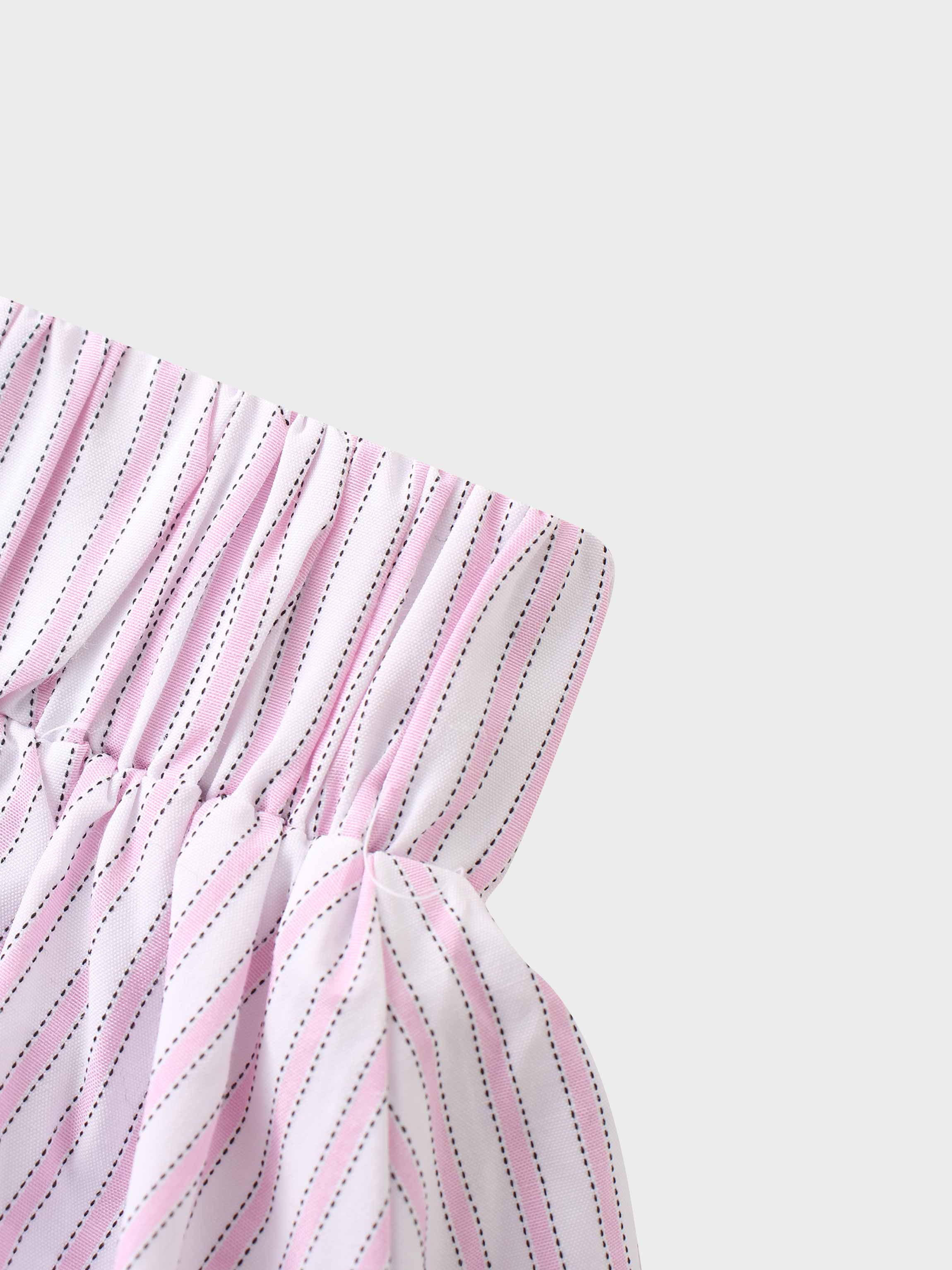 Striped Cotton Skirt-Pink
