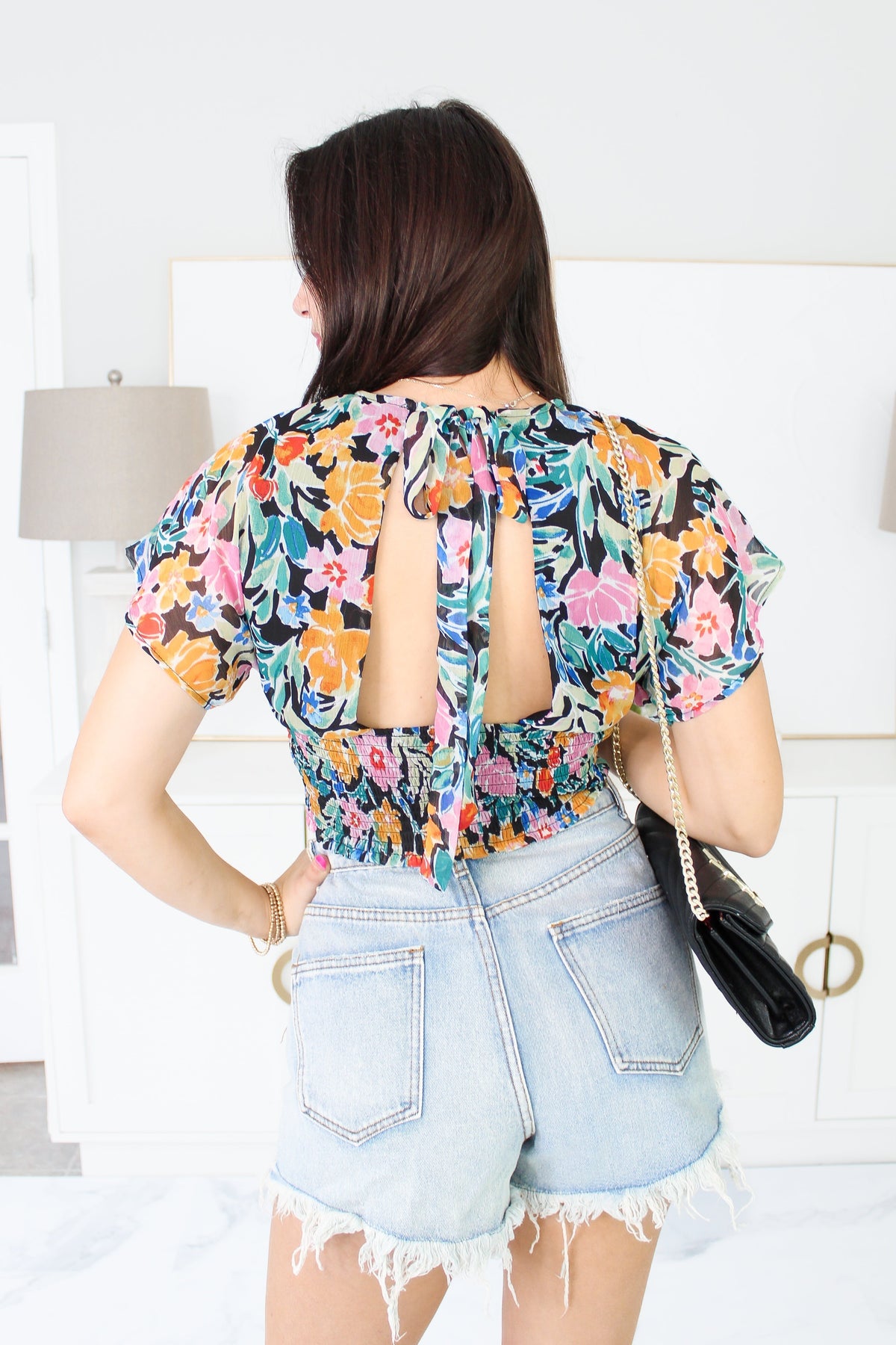 Amanda Light Wash Destroyed High Rise Denim Shorts