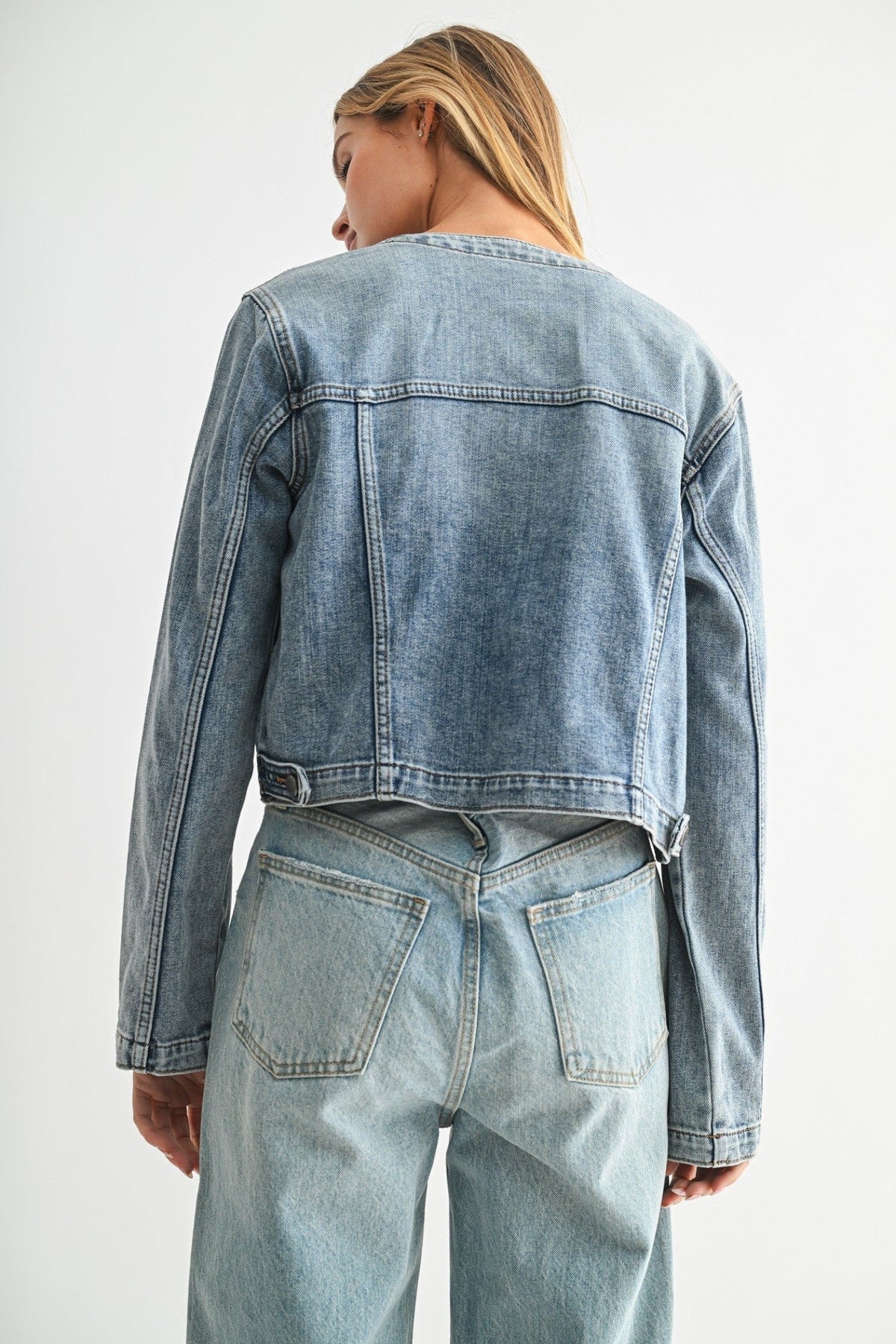 PAYTON COLLARLESS DENIM JACKET