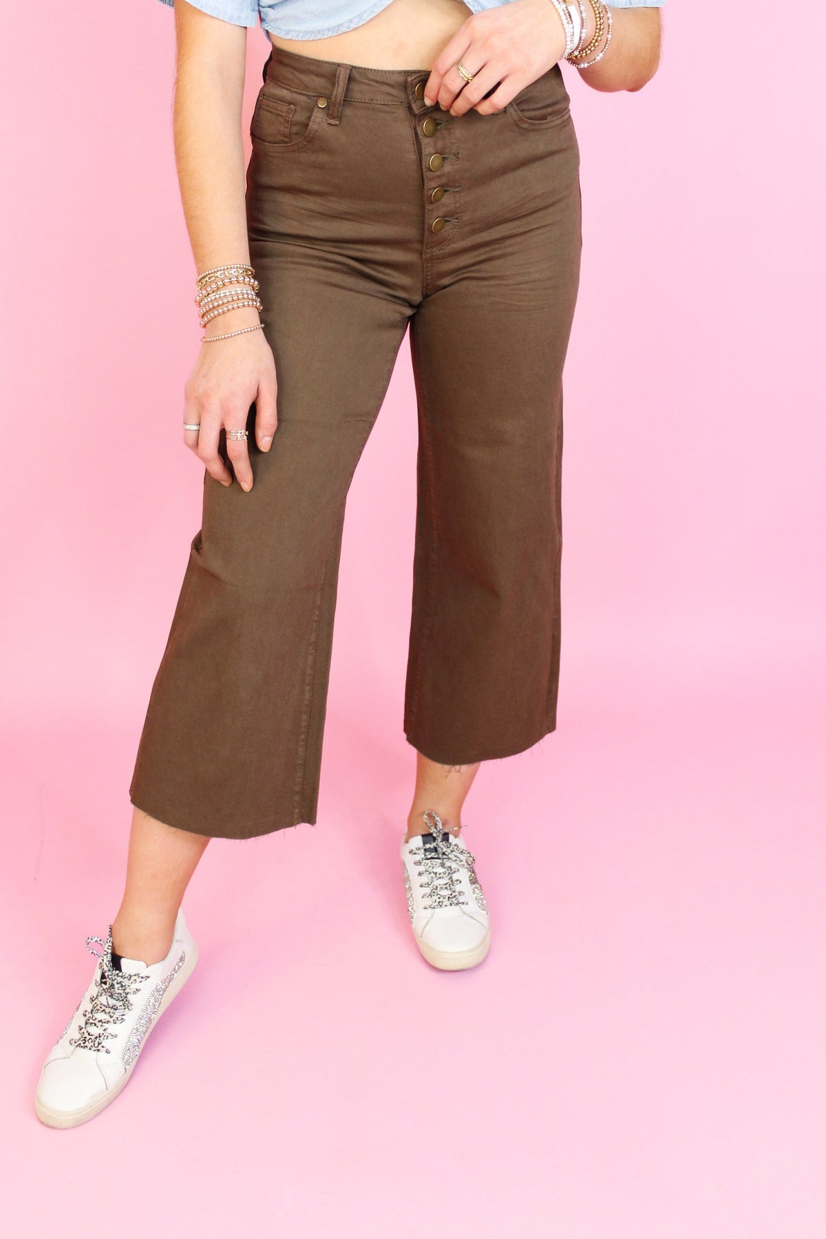 Kathy Dark Brown Wide Leg Jeans