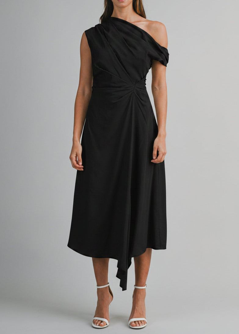ANA ONE-SHOULDER MIDI DRESS