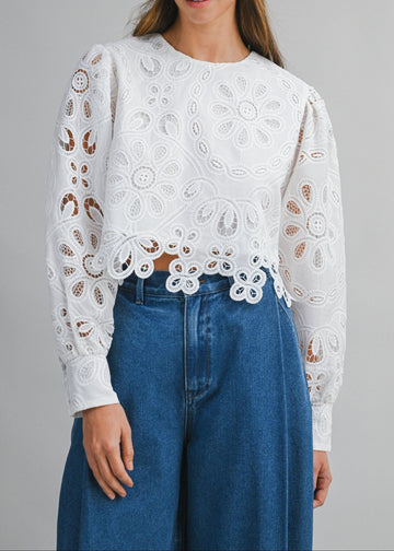 ROSA EYELET LACE TOP