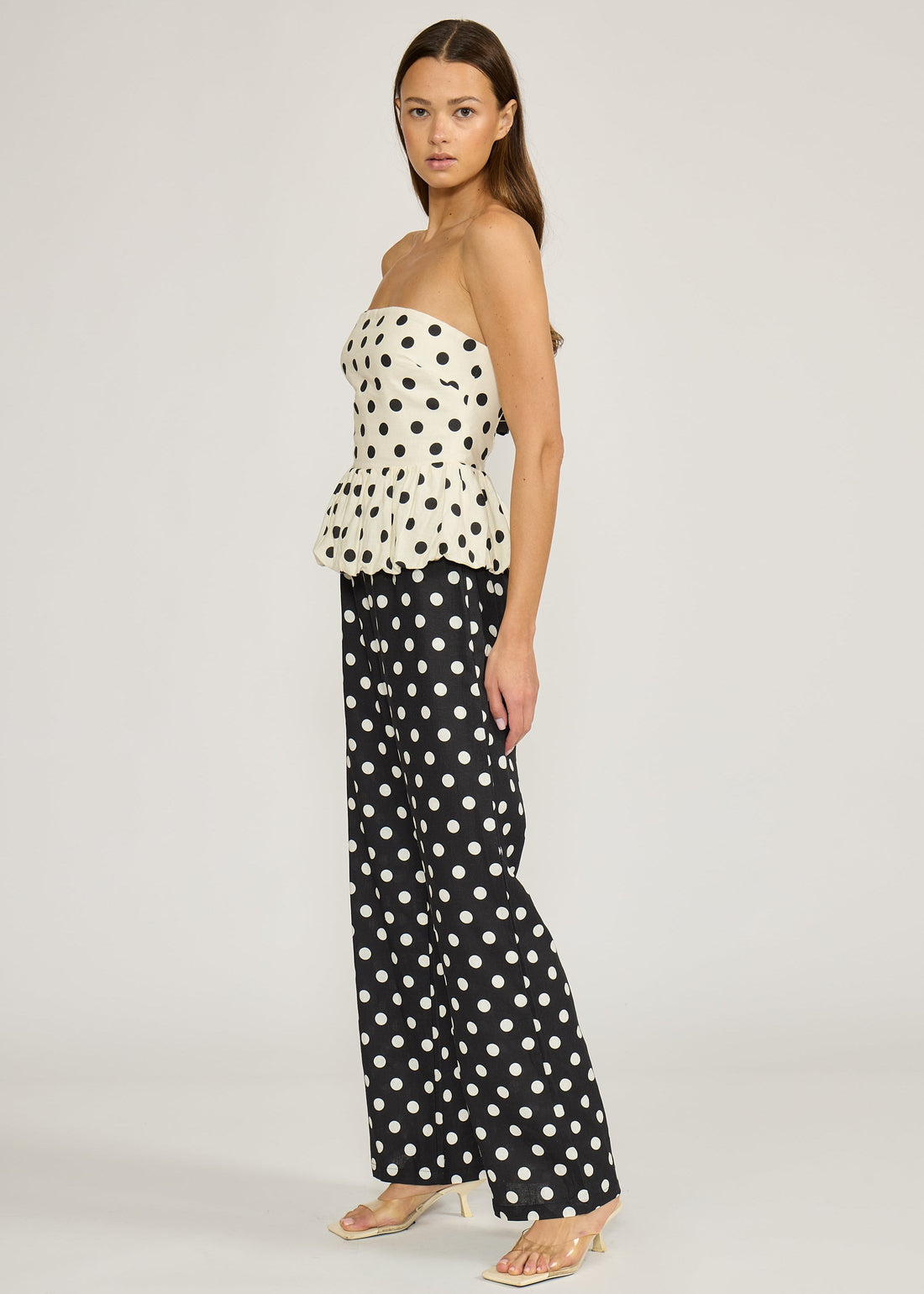 ANYA STRAPLESS PEPLUM TOP